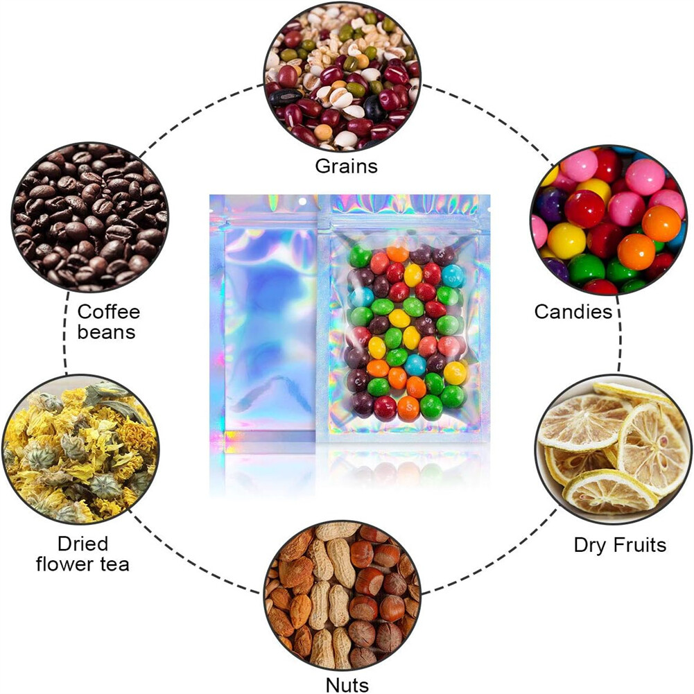 Resealable Smell Proof Bags Clear Ziplock Food Storage Bag Foil Mylar Pouch