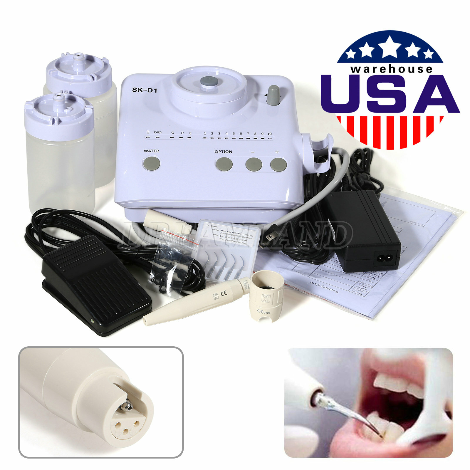 SK-D1 Dental Ultrasonic Piezo Scaler Unit w/ 2*Bottles 5*Tips For DTE SATELEC