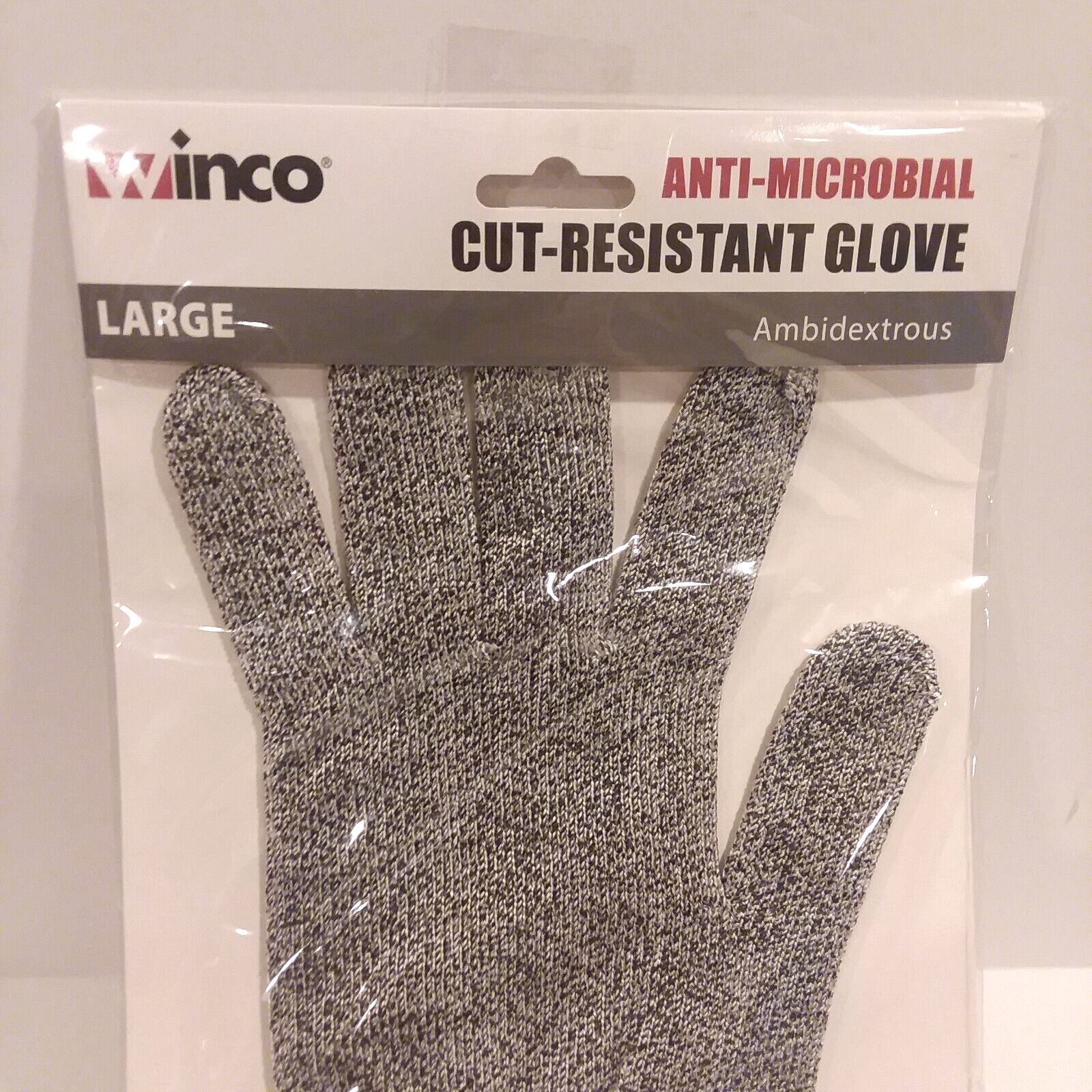 Winco Protective Cut Resistant Glove ANSI Level A5 Anti Microbial GCRA-L LARGE
