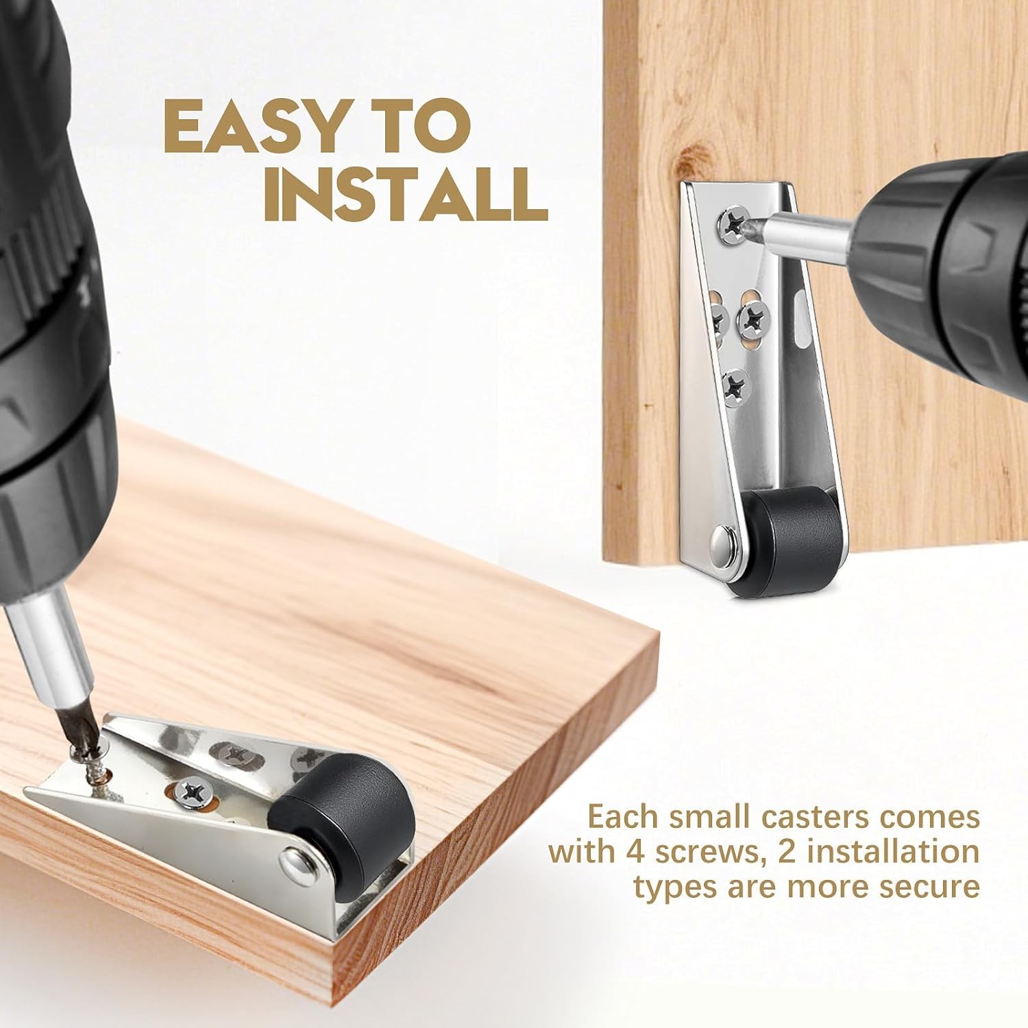 4Pcs 0.9 Low Profile Caster Wheels for Door Repair Furniture Fixed Rollers