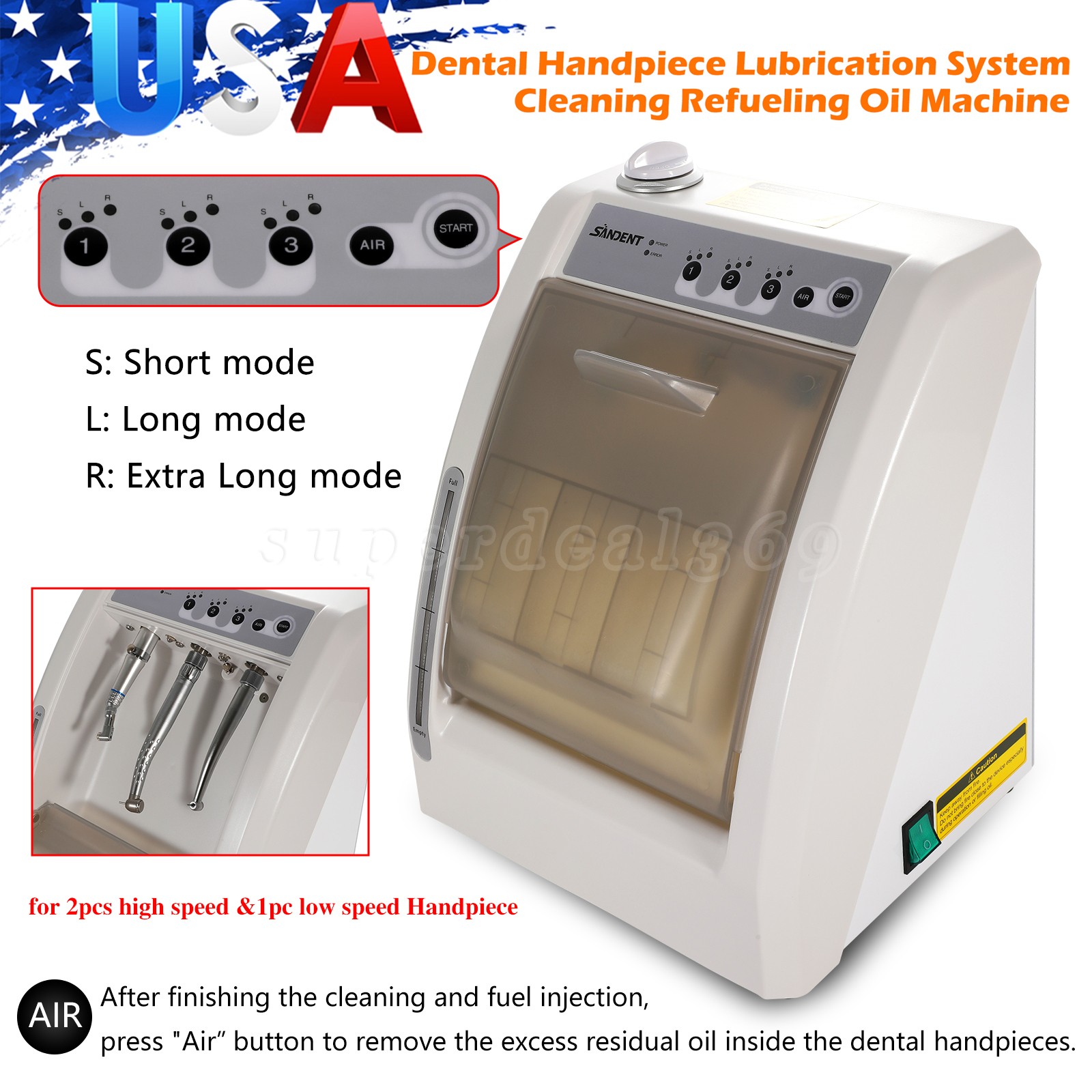 Dental Handpiece Cleaning & Lubricating Machine High Low Speed Lubricating Oil