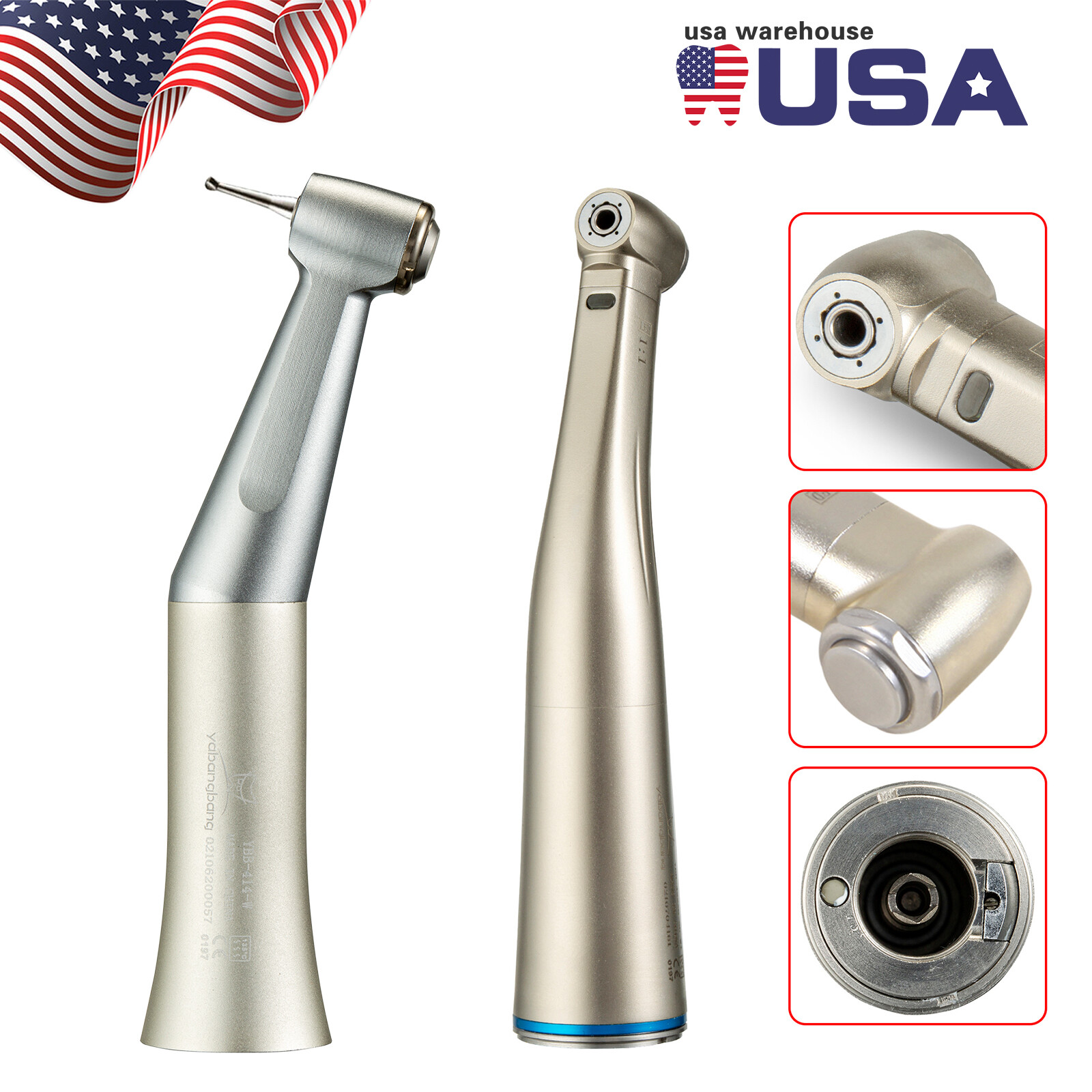 Dental (LED ) Slow low Speed Contra Angle Handpiece Push 1:1 Fit KaVo NSK Style