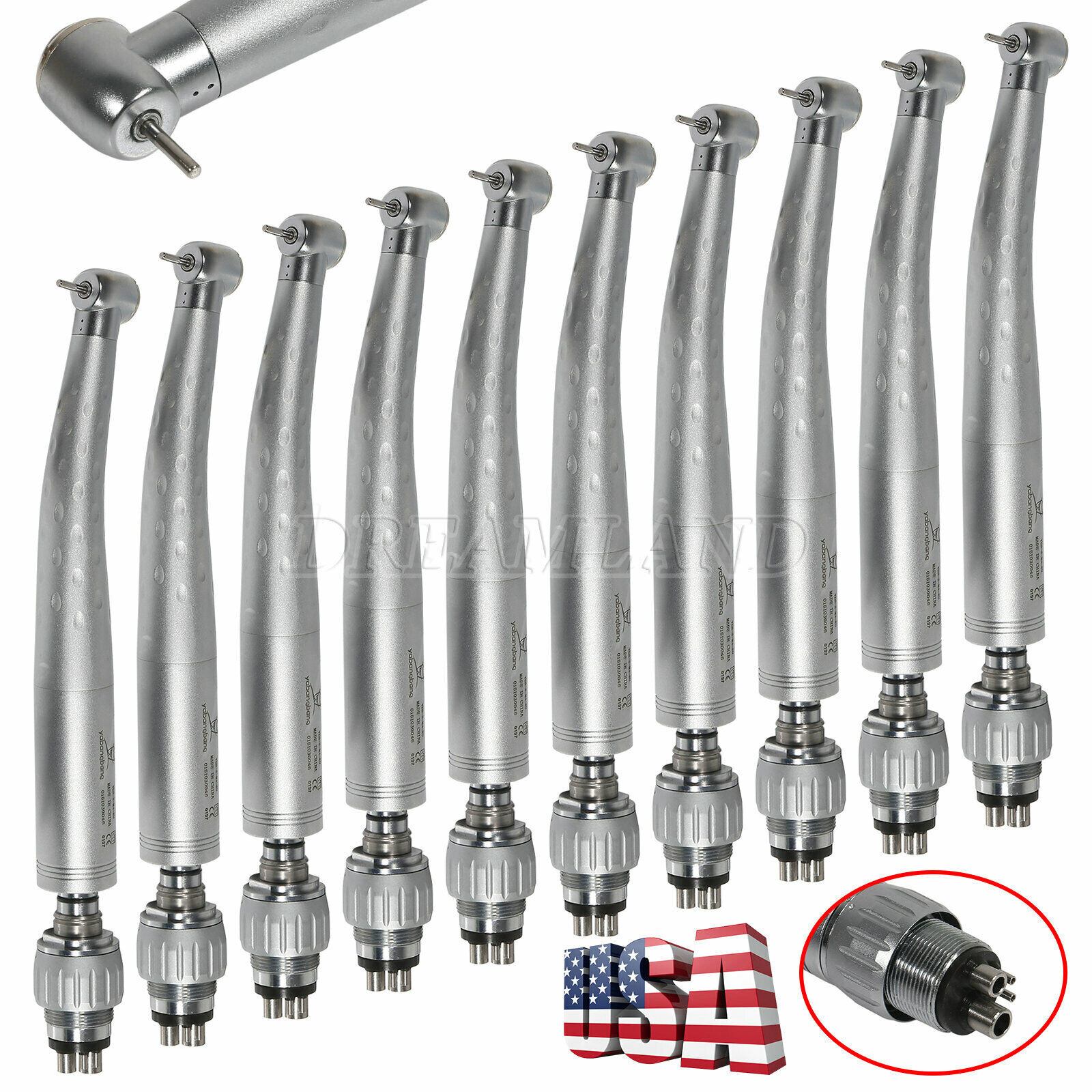 1-10 Packs Dental High Speed Turbine Handpiece with 4-Hole Quick Coupler GB4