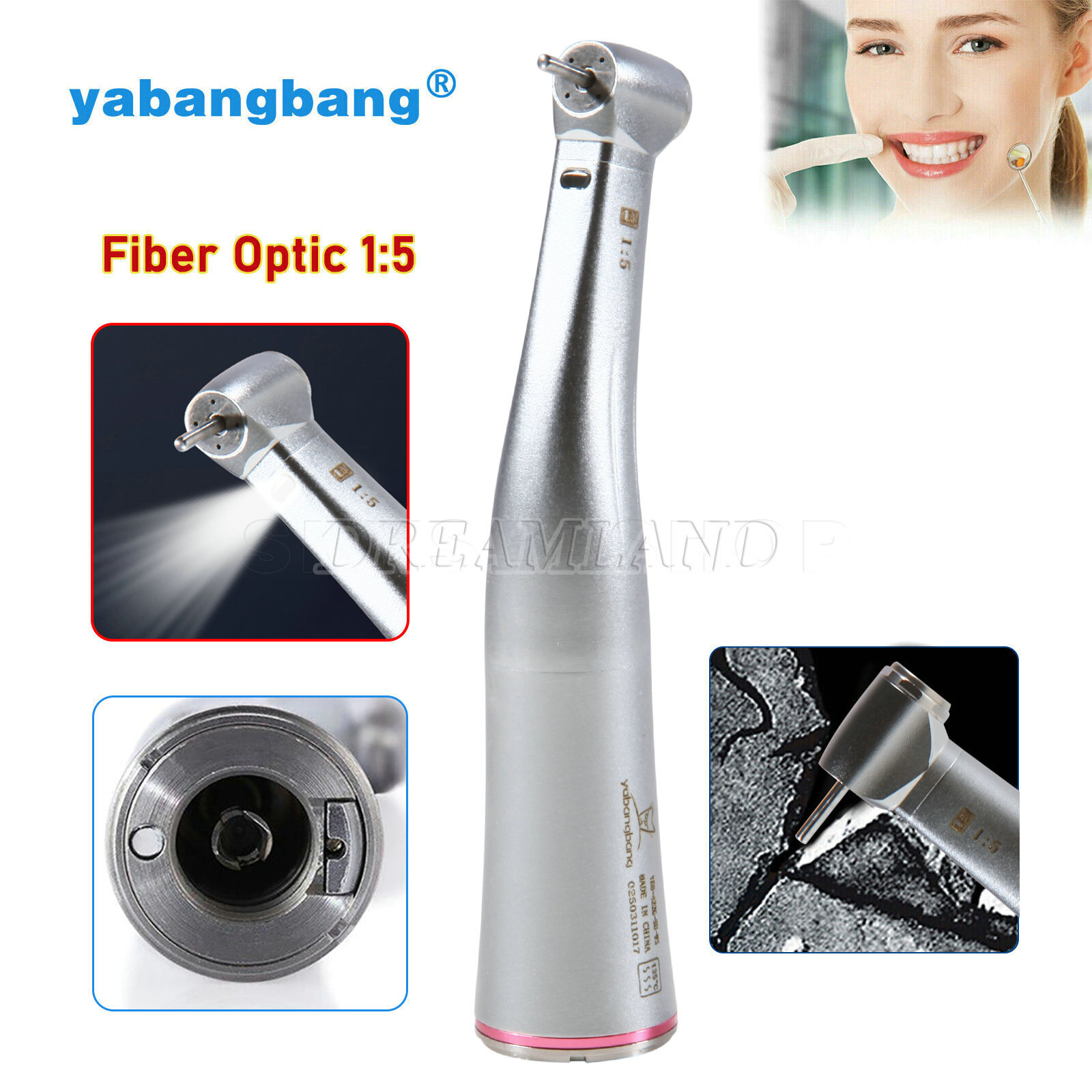 Dental 1:5 Increasing Low Speed Contra Angle Handpiece E-type Inner Channel Red