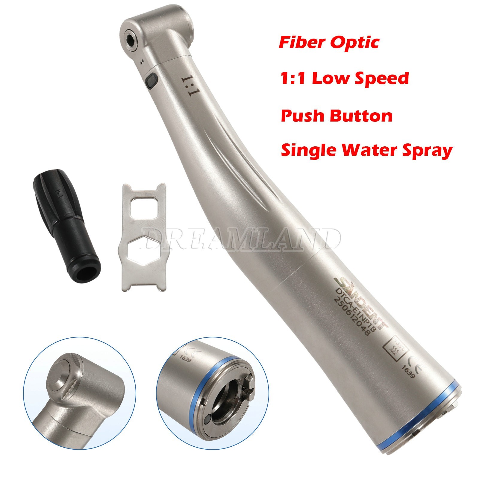 Dental 1:1 LED Light Fiber Optic Contra Angle Handpiece Fit E-type Motor DT us
