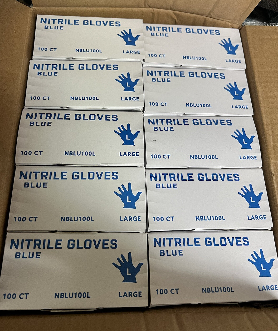 Case Of 10 Boxes With A 100 Each Box Of Sani-sure Nitrile Gloves Blue Large