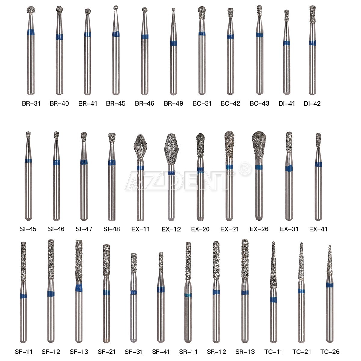 100pcs Dental Diamond Burs For High Speed Handpiece Medium Friction Grip 1.6mm
