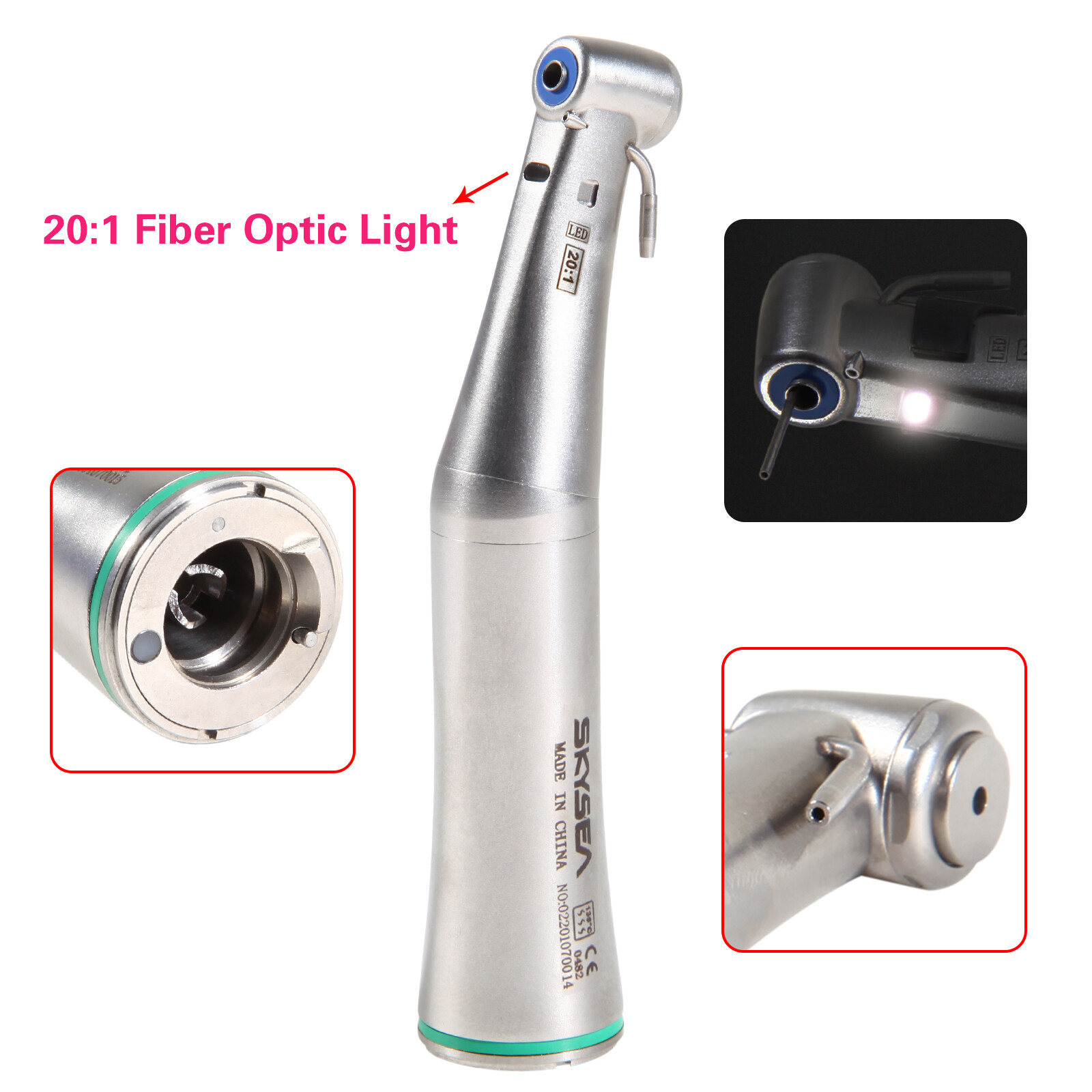 SKYSEA Dental Implant 20:1 LED Surgical Contra Angle Handpiece Detachable Head