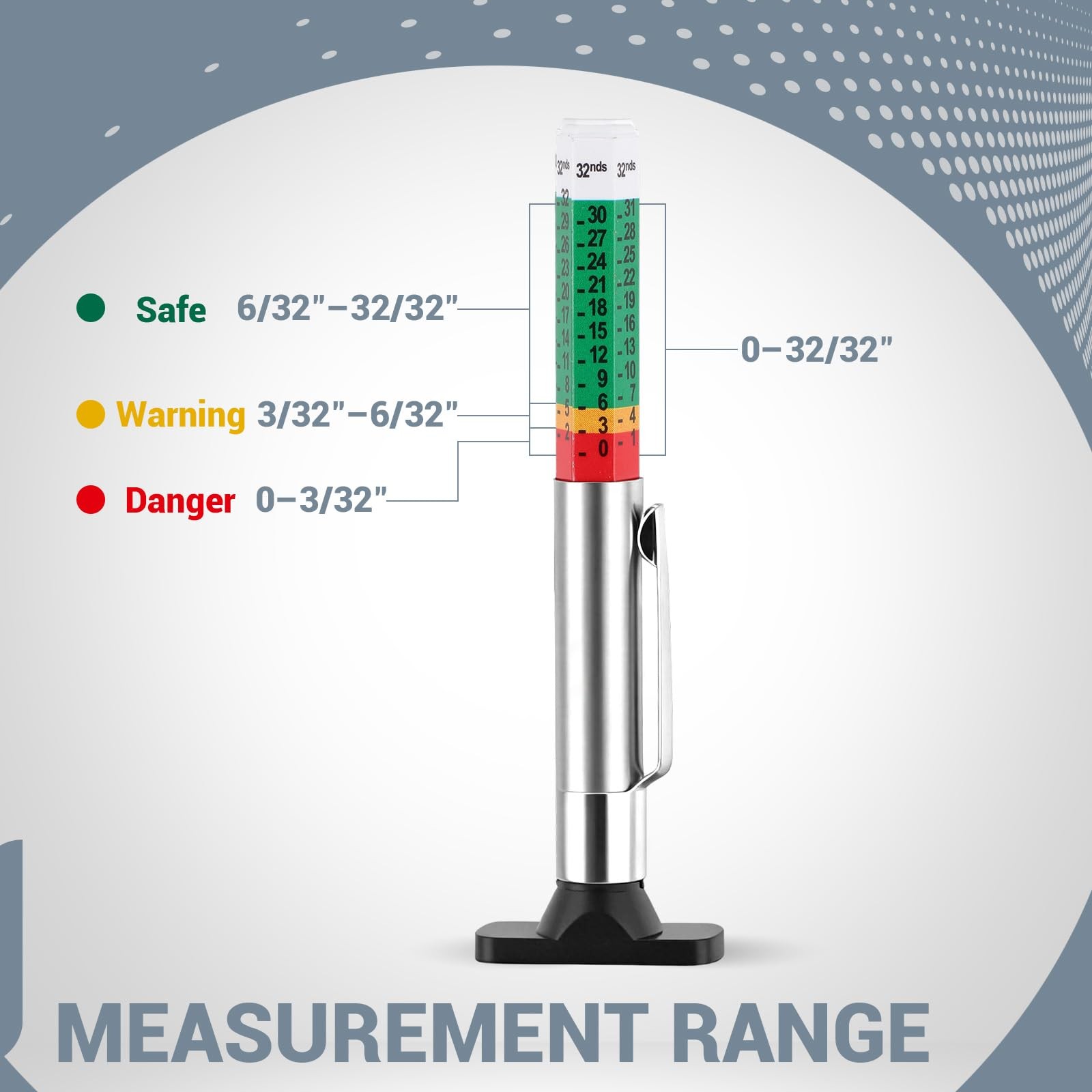 4 Pack Tire Tread Depth Gauge, Color Coded Tire Depth Gauge Tool 32nds