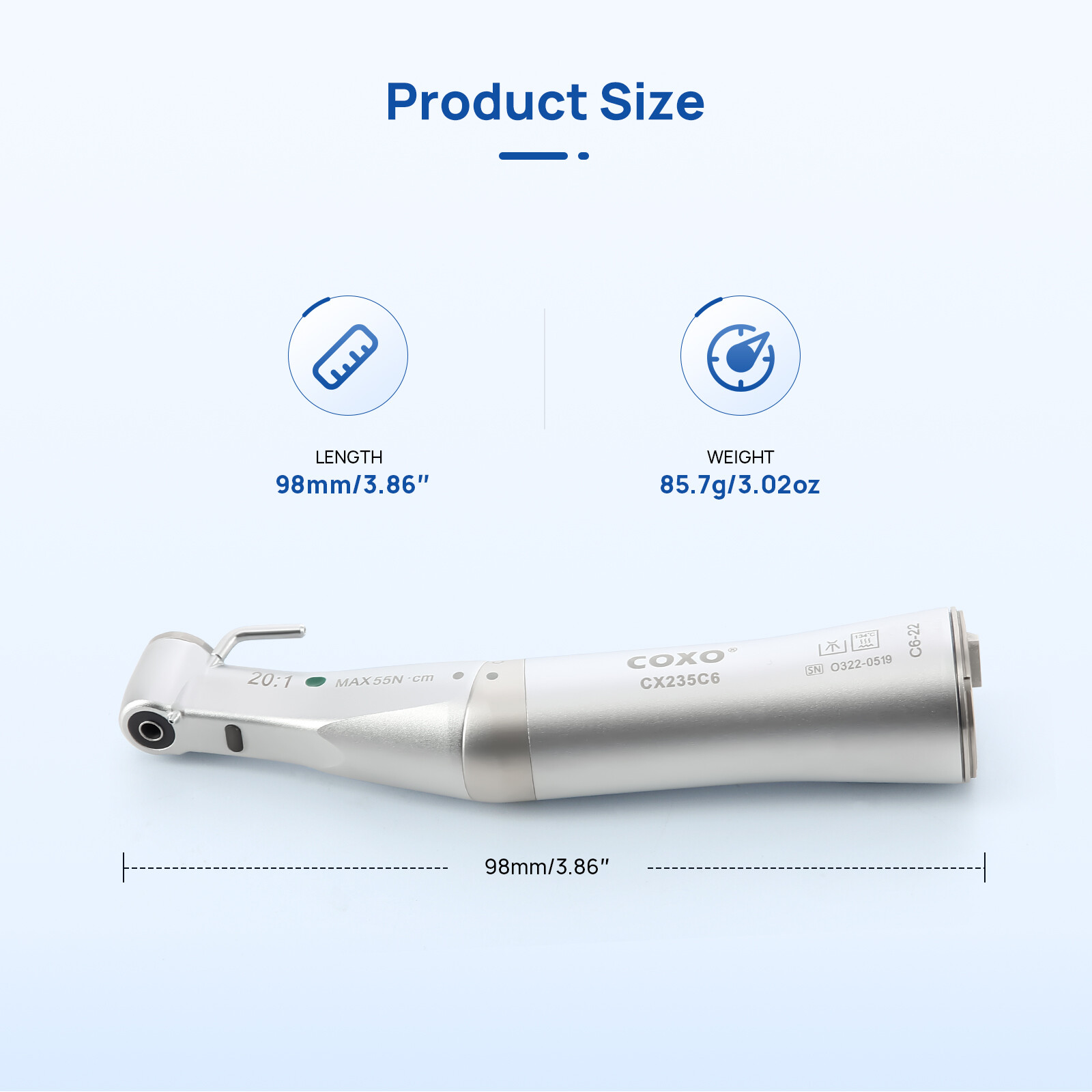 COXO Dental 20:1 Implant Surgical Handpiece Contra Angle LED External Water