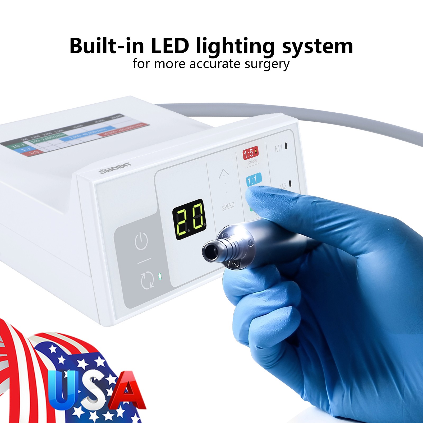SANDENT Dental Brushless Electric LED Micro Motor Internal Spray E-type 3.4Ncm
