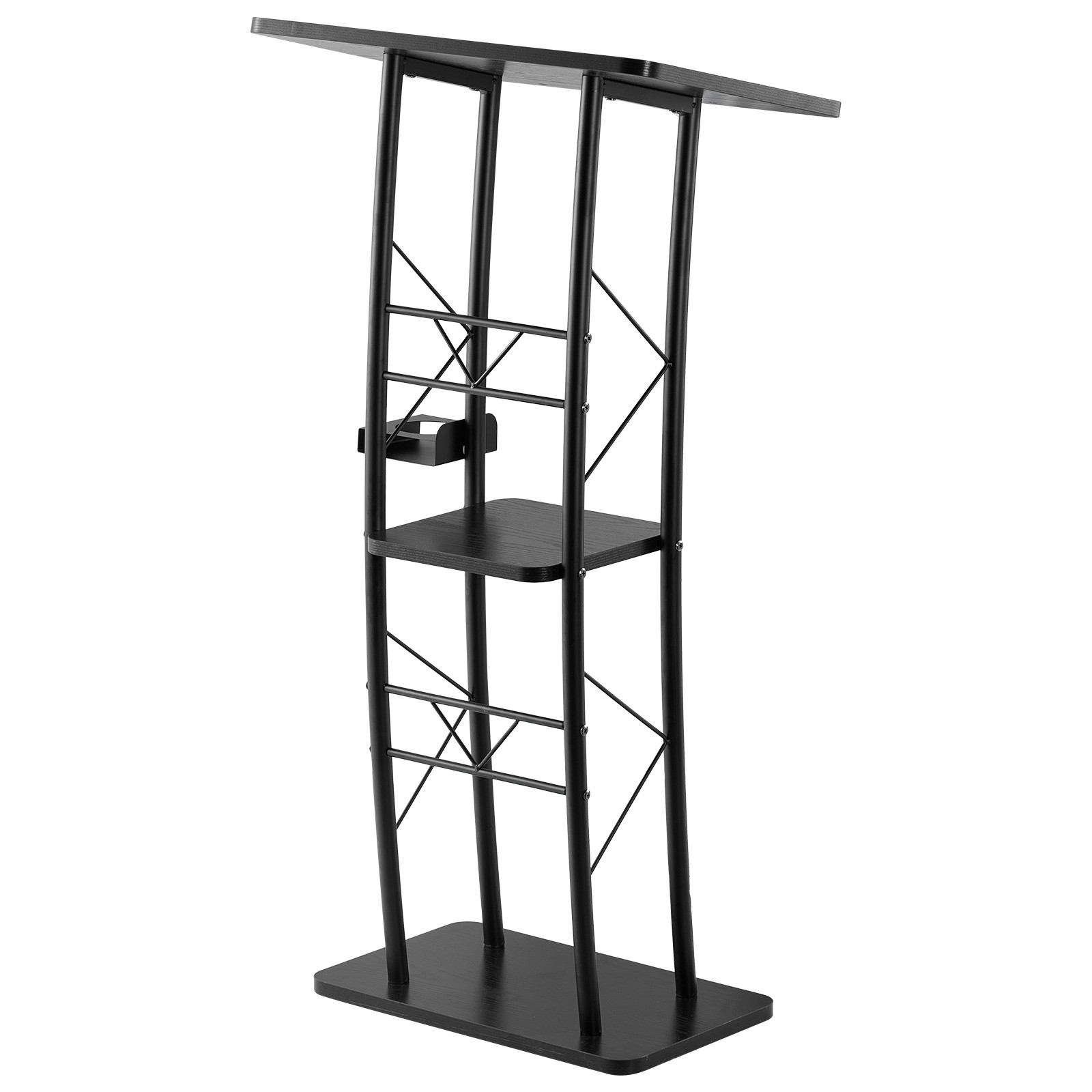 Uimoso Podium Stand 47 in Curved Metal Lectern Storage Shelf Classroom Wedding