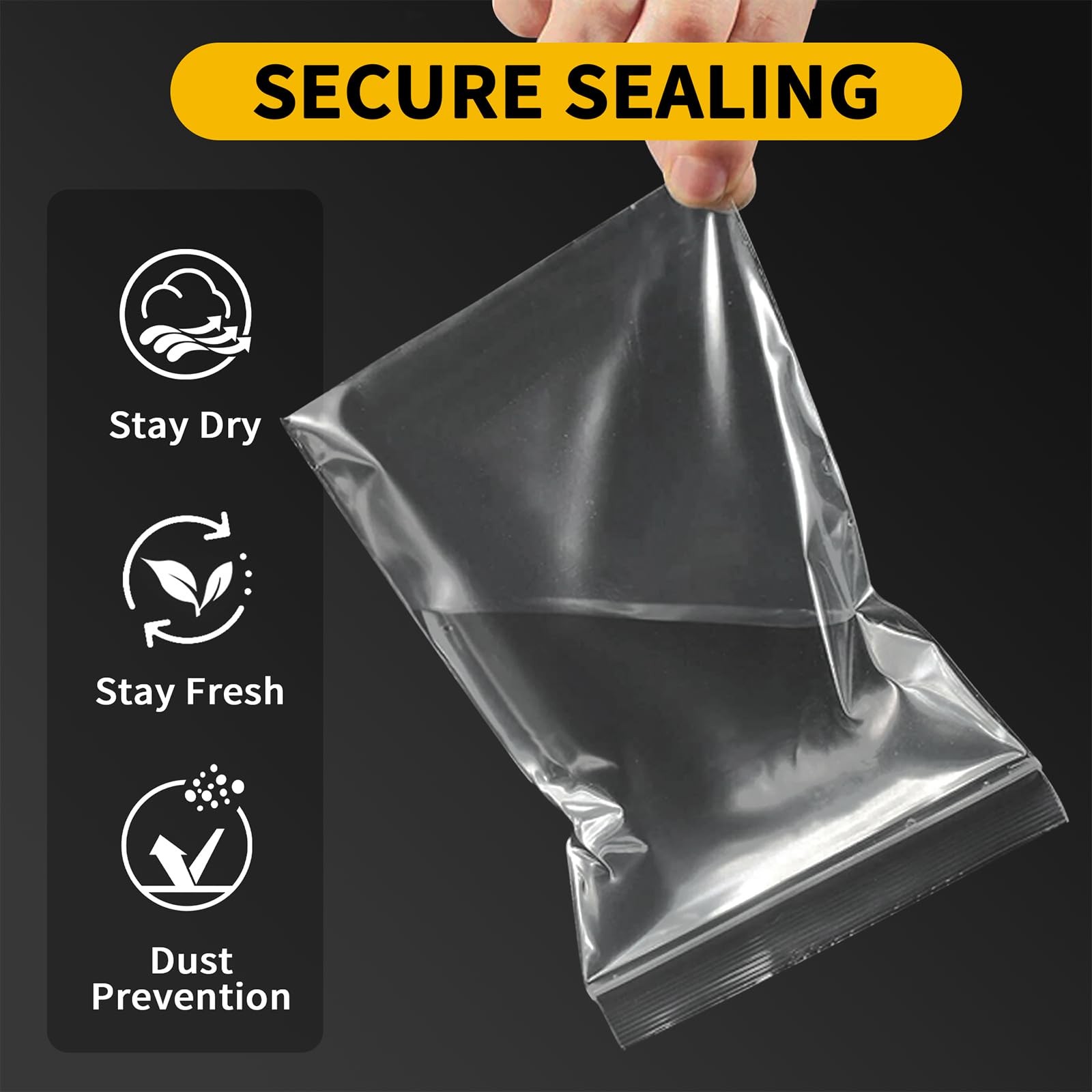 200 Pack Small Plastic Bags, Mini Baggies 4 Assorted Sizes. 2×3 3×3 3×5 4×6 Inch