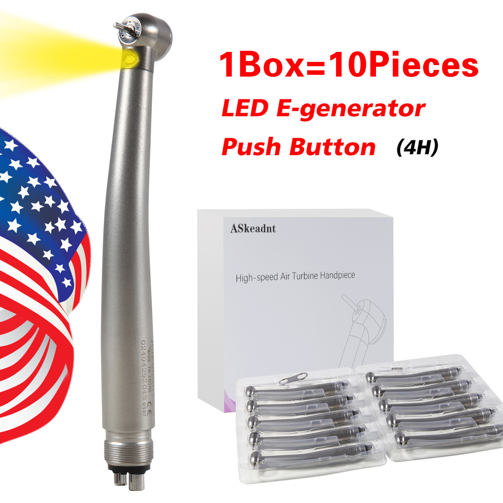 KaVo Style Dental Fiber Optic LED E-generator High Speed Handpiece Turbine 4HOLE