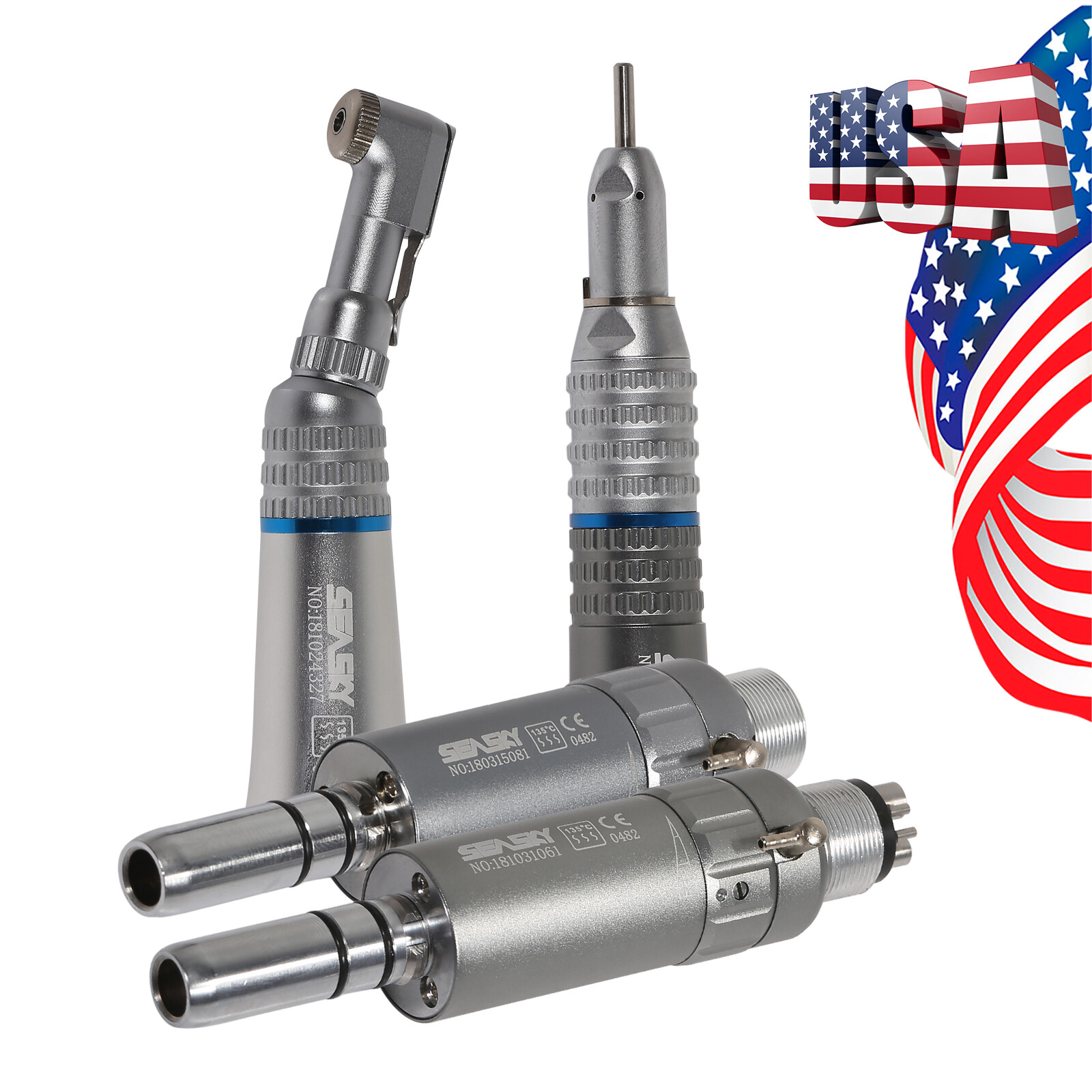 Dental Low Slow Speed Handpiece E-type Contra Angle Micro Air Motor 2/4 Hole 1:1