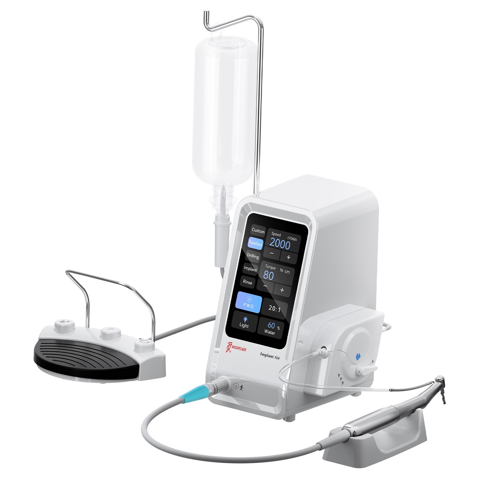 Woodpecker Dental Brushless Implant Air Motor 20:1 LED Contra Angle Handpiece