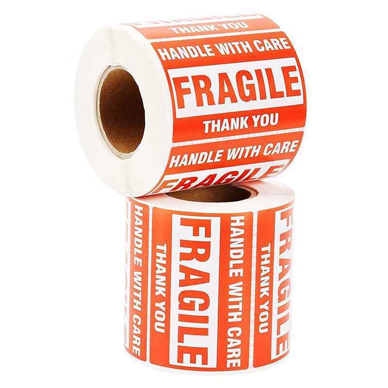 Fragile 2″x3″ Handle with Care Thank You Shipping Stickers 500 Labels Per Roll