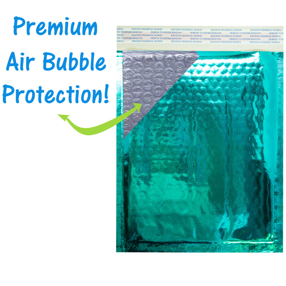8.5×12 Holographic, Pink, Teal METALLIC BUBBLE MAILERS, Color Padded Envelopes!