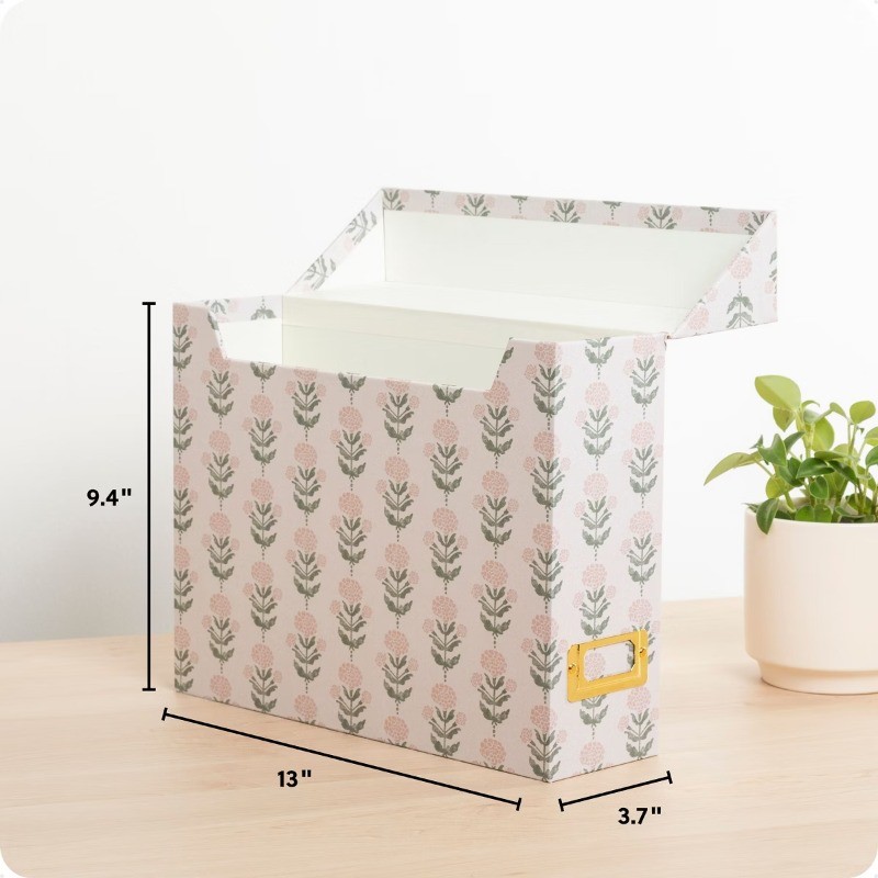 Flip Top File and Storage Box Printed Canvas Handcrafted Haven
