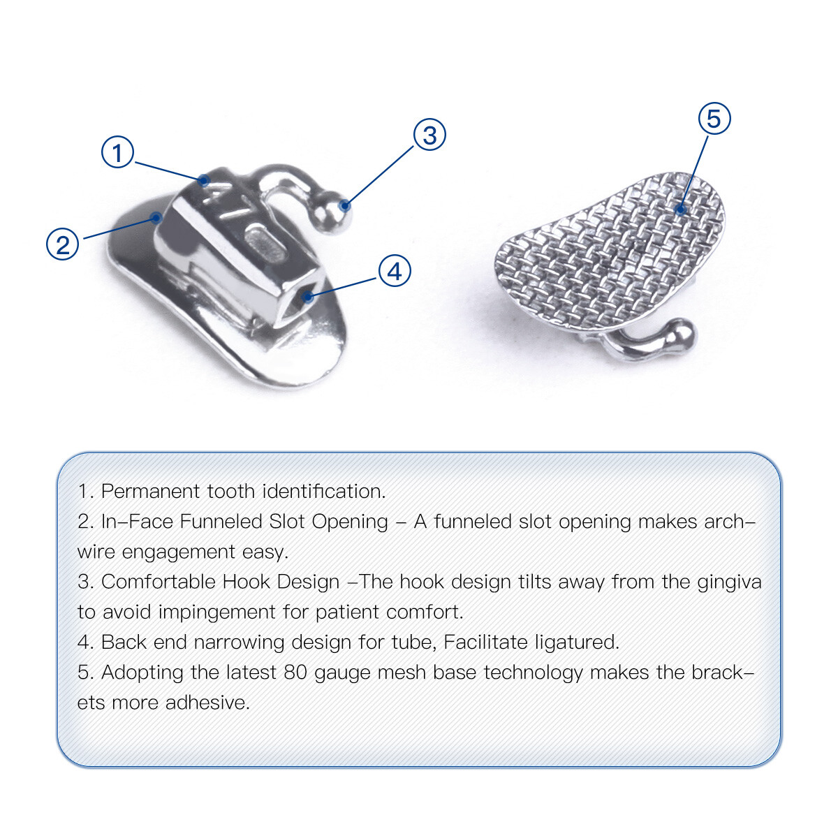 Dental Orthodontic Bondable Buccal Tubes 1st/ 2nd Tubes Roth /MBT 022 AZDENT