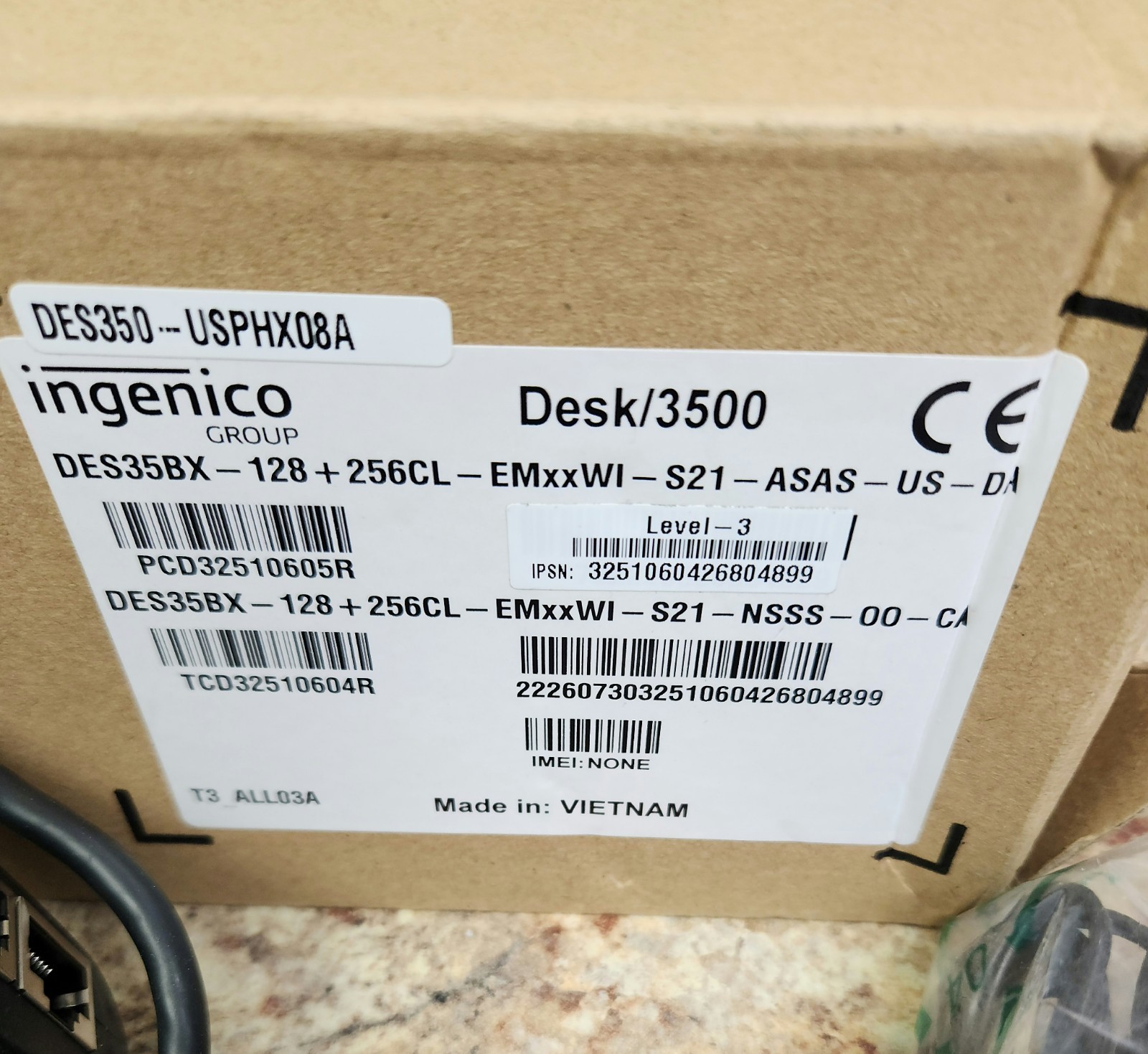 Ingenico Desk/3500 CL/Eth/Mod Credit Card Terminal DES35BA CardPointe Kit