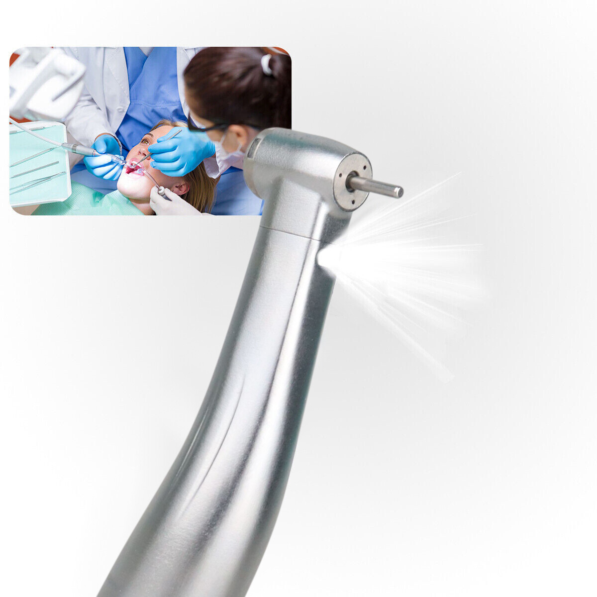 YBB Dental 1:5 LED Fiber Optic Low Speed Contra Angle Handpiece For NSK