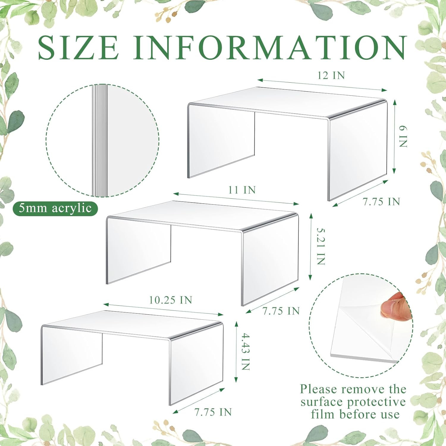 Rattanview 3 Pcs Extra Large 12,11,10.25 Inch Acrylic Display Risers Clear Acryl