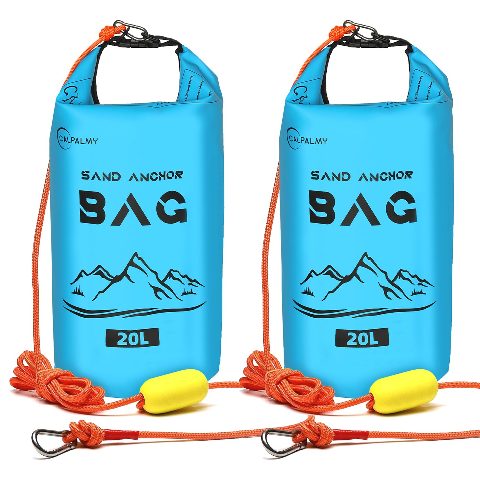 Calpalmy 2-Pack 20L Sand Anchor Bag 2-In-1 Jet Ski Anchor Floating Buoy And