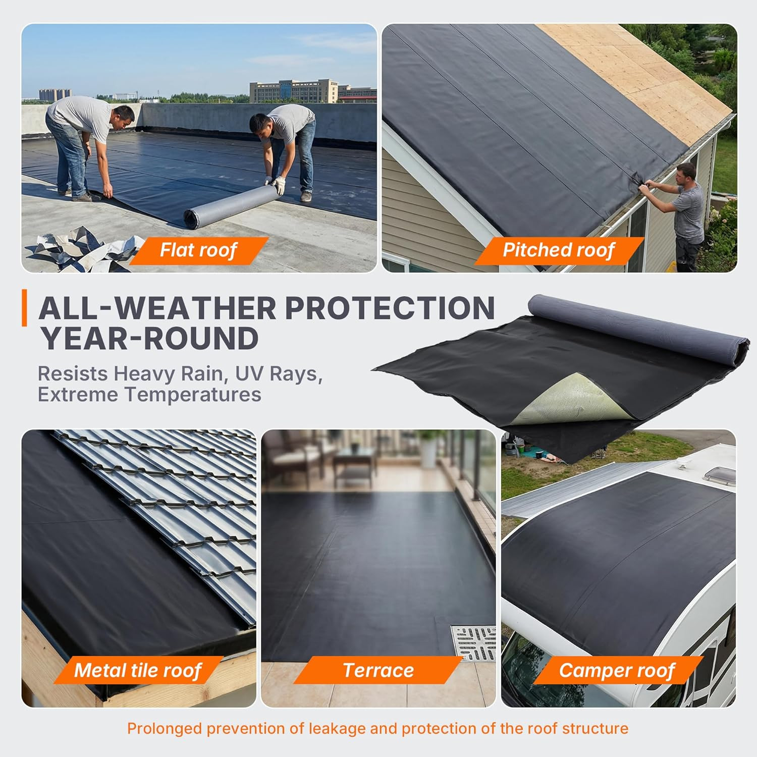 50 Mil EPDM Rubber Roofing Materials, Self-Adhesive Waterproofing Membrane for R