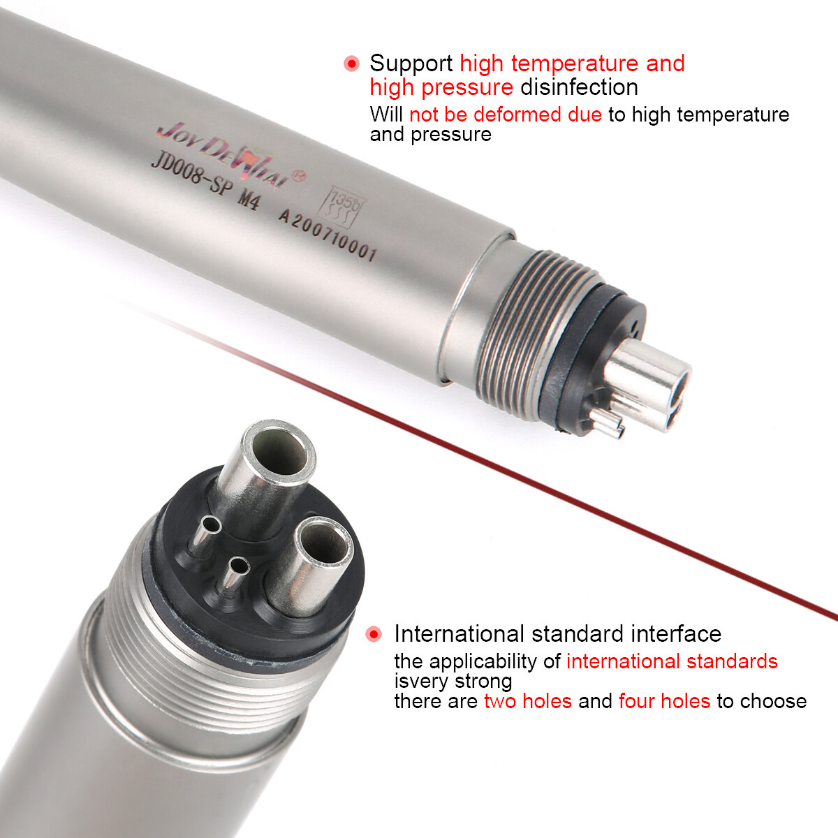 Dental 4 Holes LED High Speed ceramic Handpiece E-generator Shadowless Ring