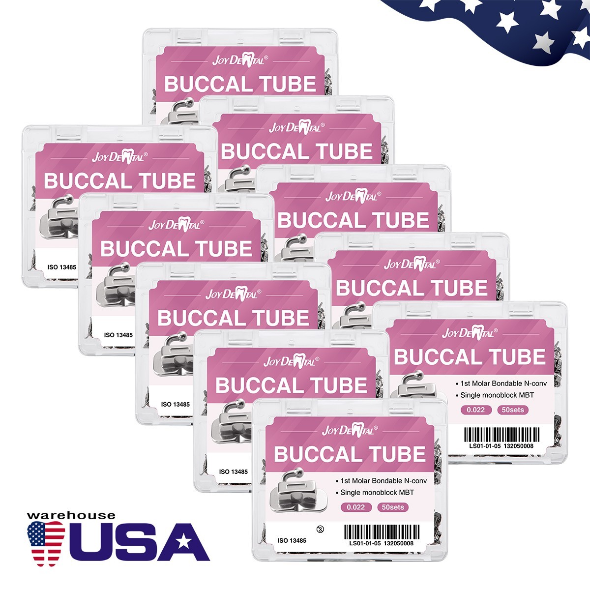 50set Dental Orthodontic 1st Molar MBT 0.022 Buccal Tubes Bondable Monoblock