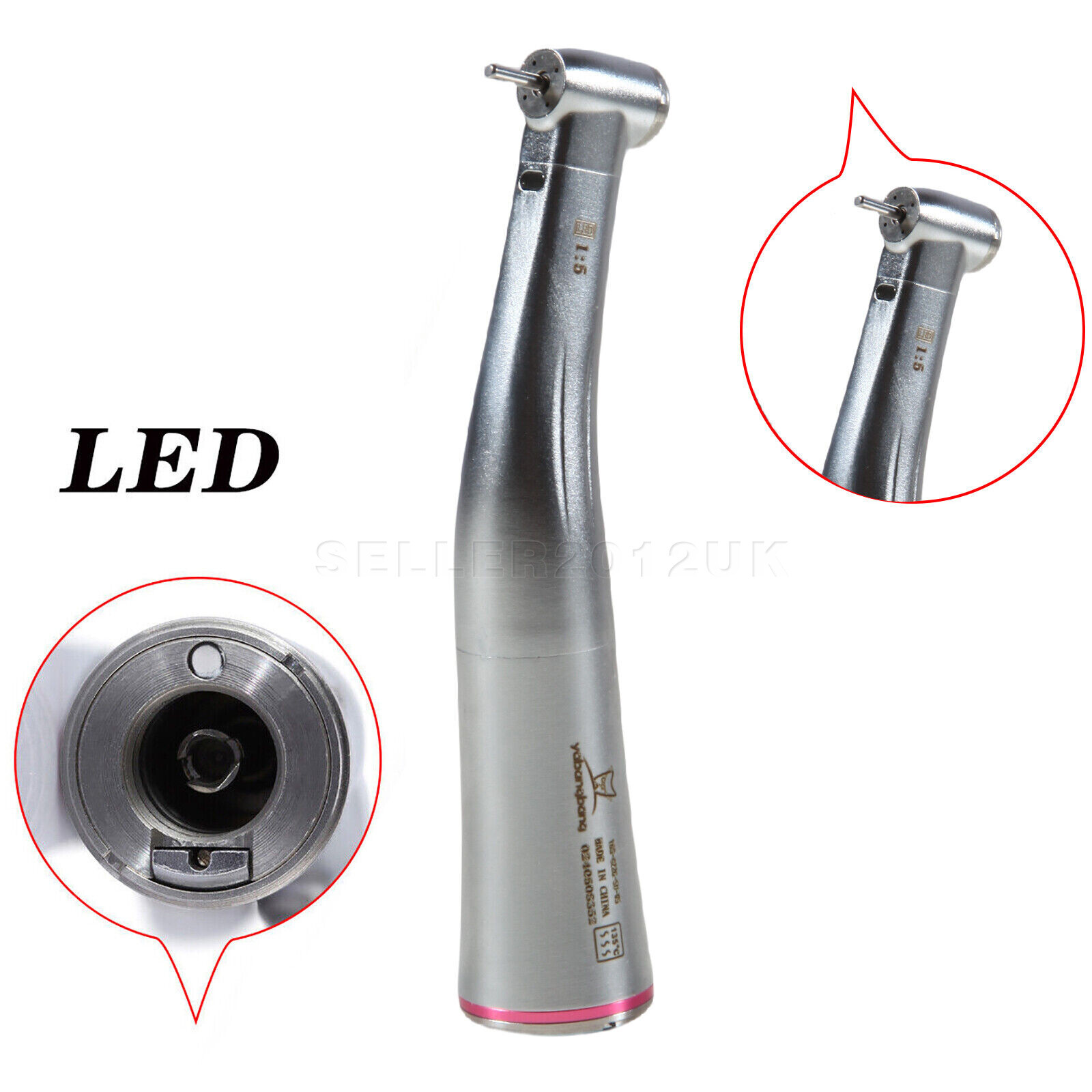 Dental 1:5 Increasing LED Fiber Optic Contra Angle Red Ring Fits NSK Ti Max Z95L