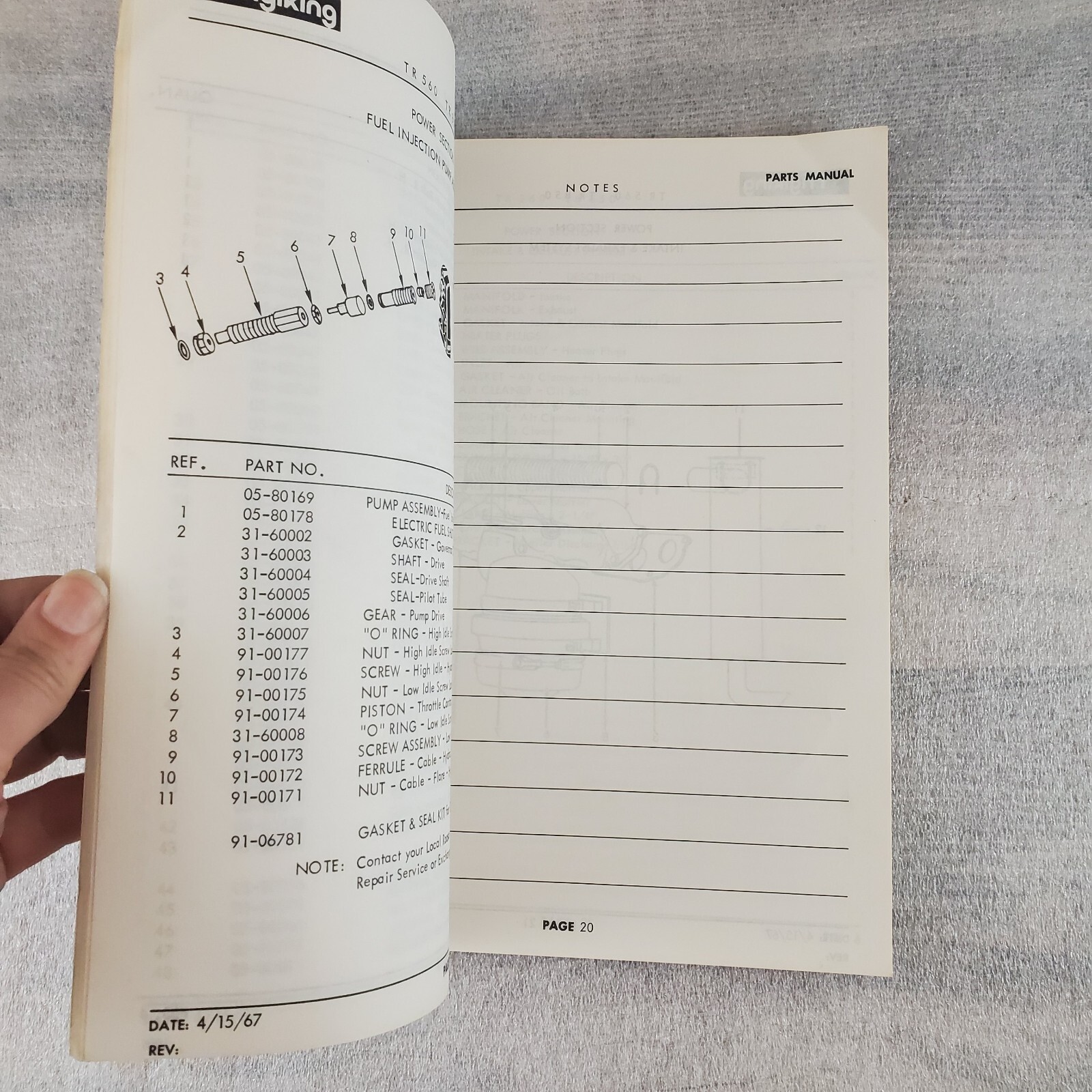 1967 Frigiking TR-560 TR-850 Diesel Parts Manual 95 pages Illustrated