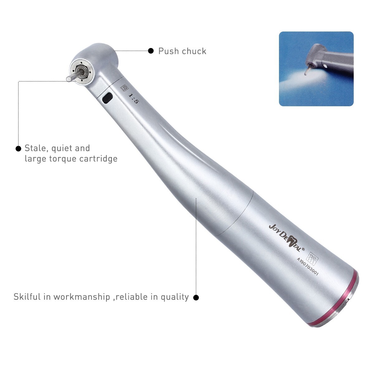 Dental Brushless LED Electric Micro Motor+ 1:5 Increasing Fiber Optic Handpiece