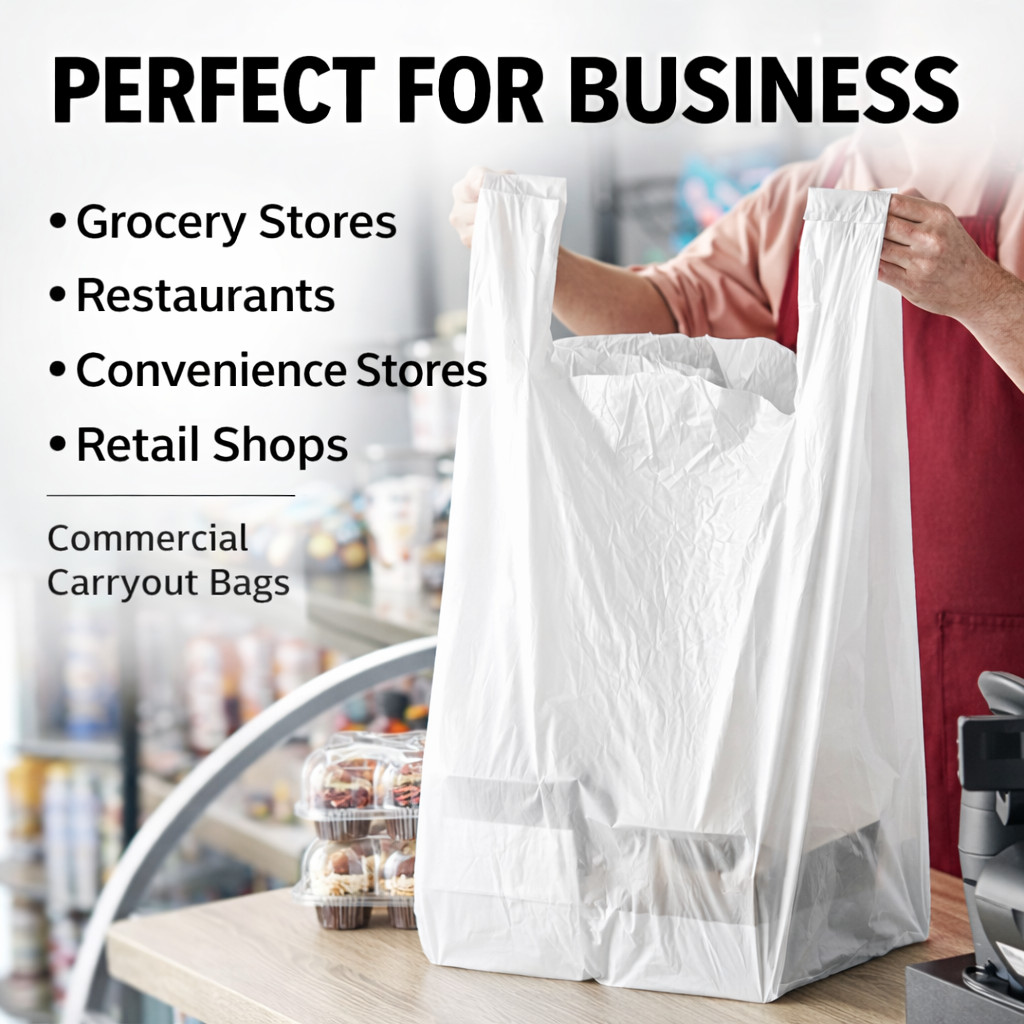 Jumbo T-Shirt Bags 20x10x36 0.71 Mil Heavy Duty Plastic Grocery Carry Out Bags