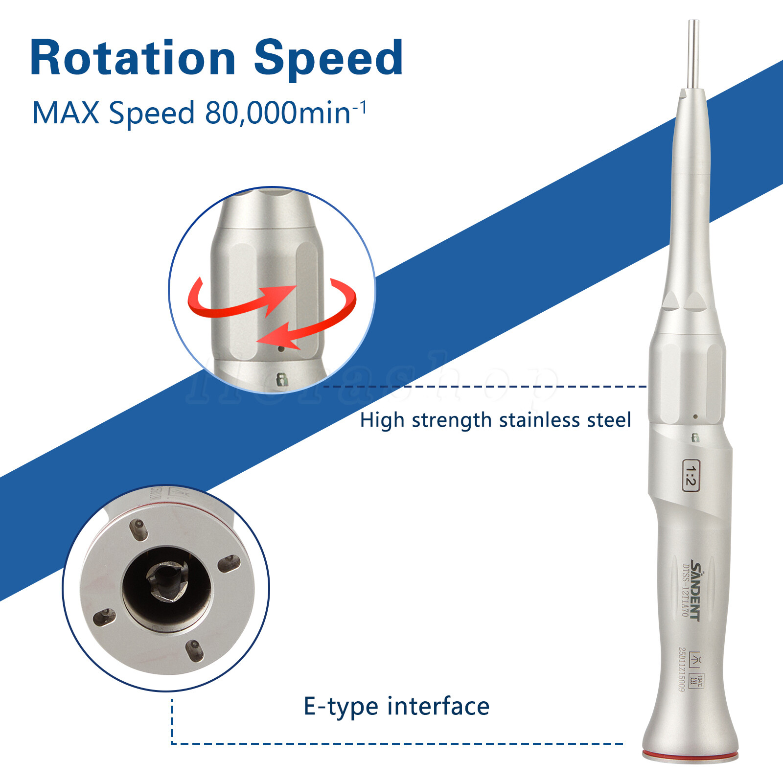 Dental 1:2 Increasing Surgical Osteotomy Handpiece Straight E-type HP Φ2.35mm