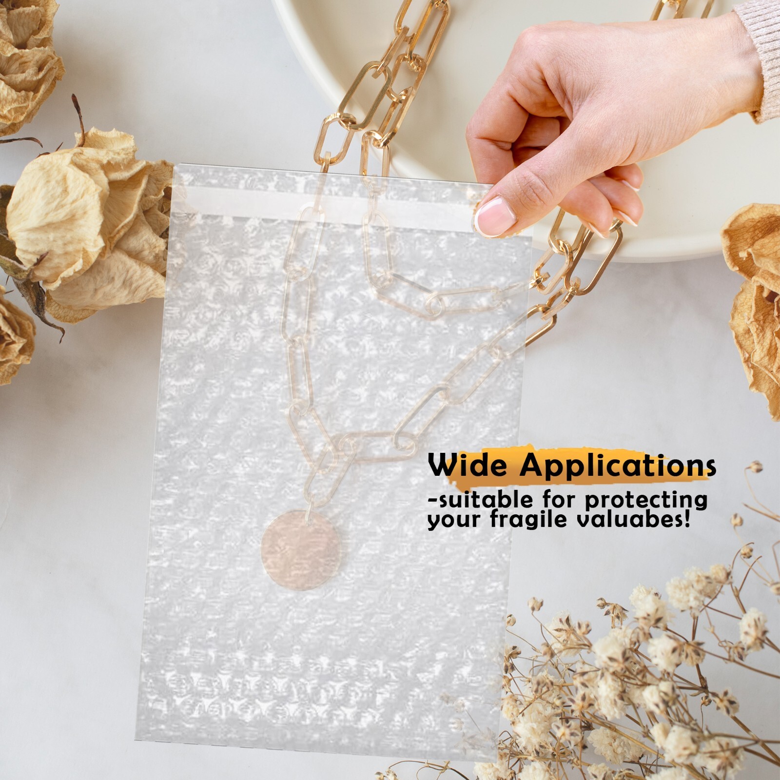 Yens 500 Pack 4″x 7″ Clear Bubble Pouch Bags, Bubble Cushioned Pouches-BP#000