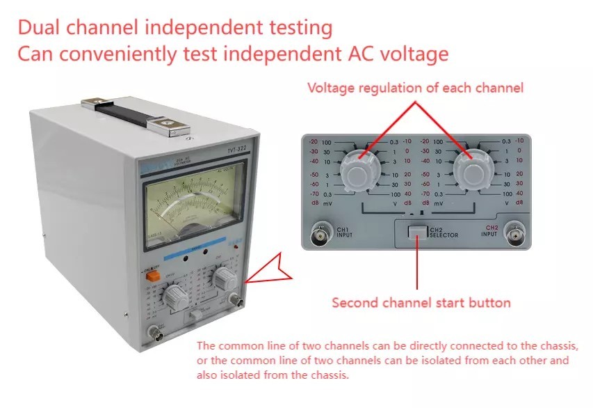 TVT-322 Dual Channel Milivoltmeter Double Needle Millivoltmeter Design New
