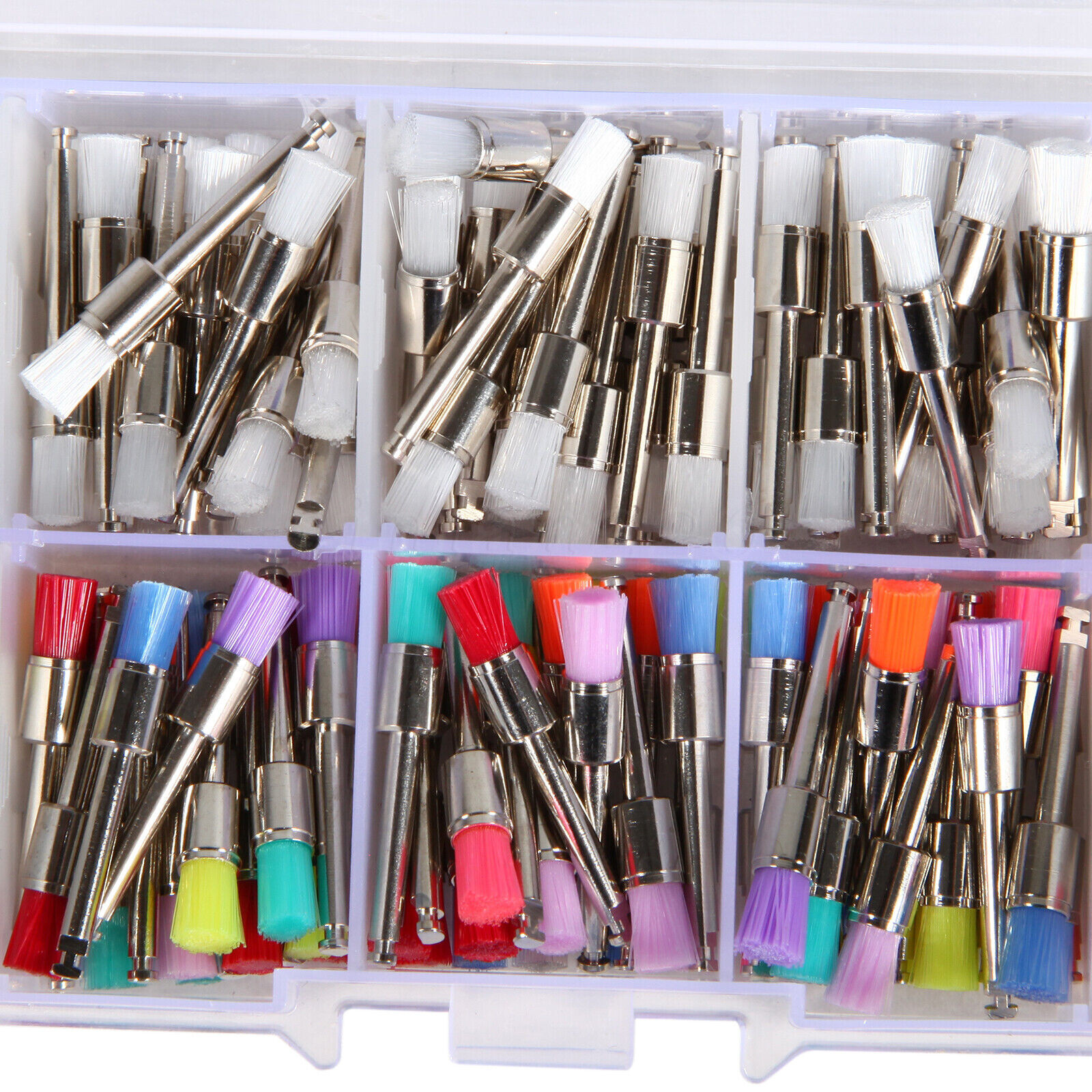 200 PCS Mixed Color Nylon Latch Flat Polishing Polisher Prophy Bowl Dental Brush