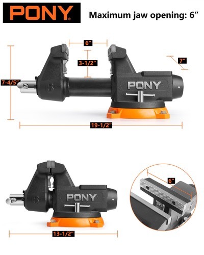 PONY 6 Inch Heavy Duty Bench Vise 8800LBS Clamping Force Pro Workshop Workbench