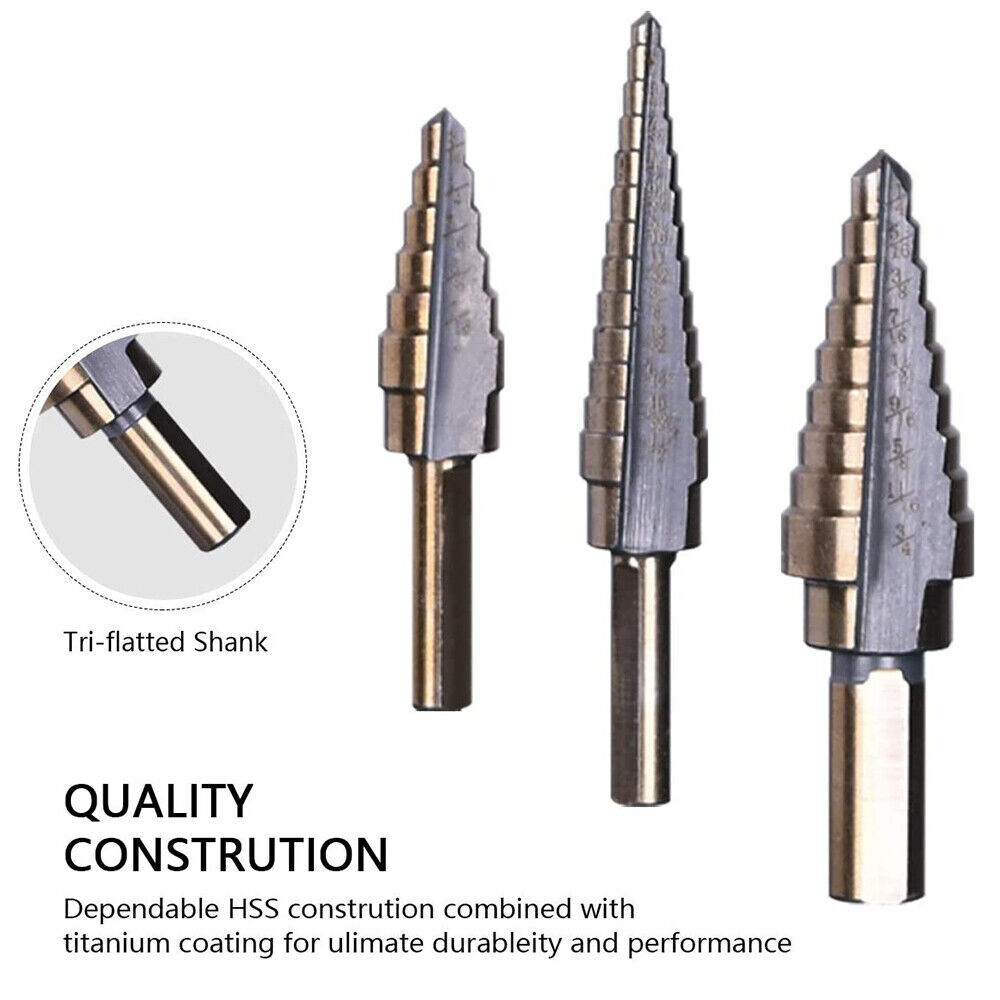 5Pcs HSS Cobalt Hole Large Metal Step Drill Bit Set Titanium Cutter Cone 50 Size