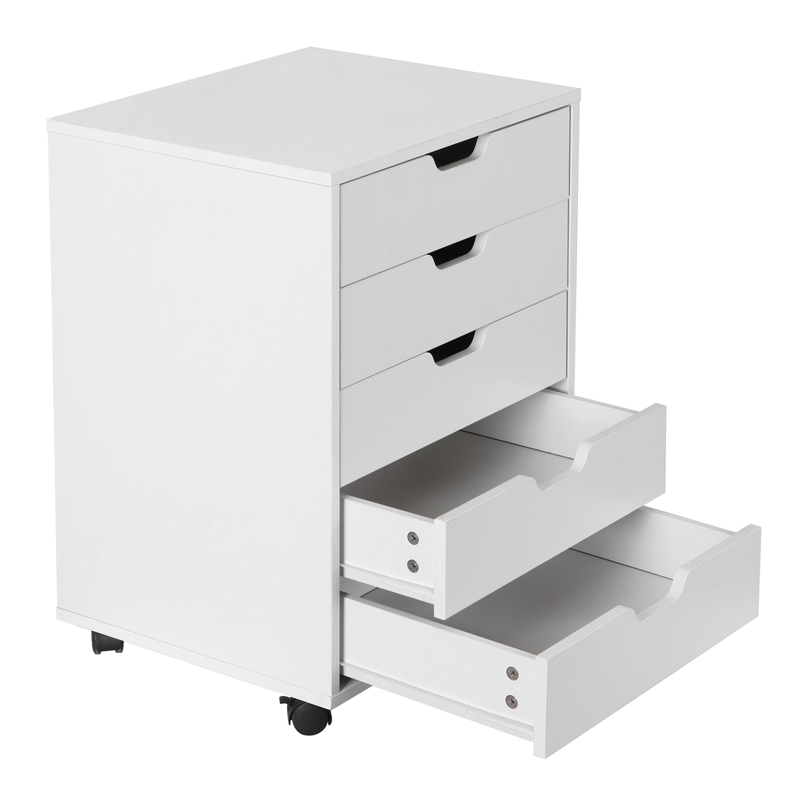 5 Drawer Dresser Rolling Clothing Storage Chest Beside Wall Mobile Store Clothes
