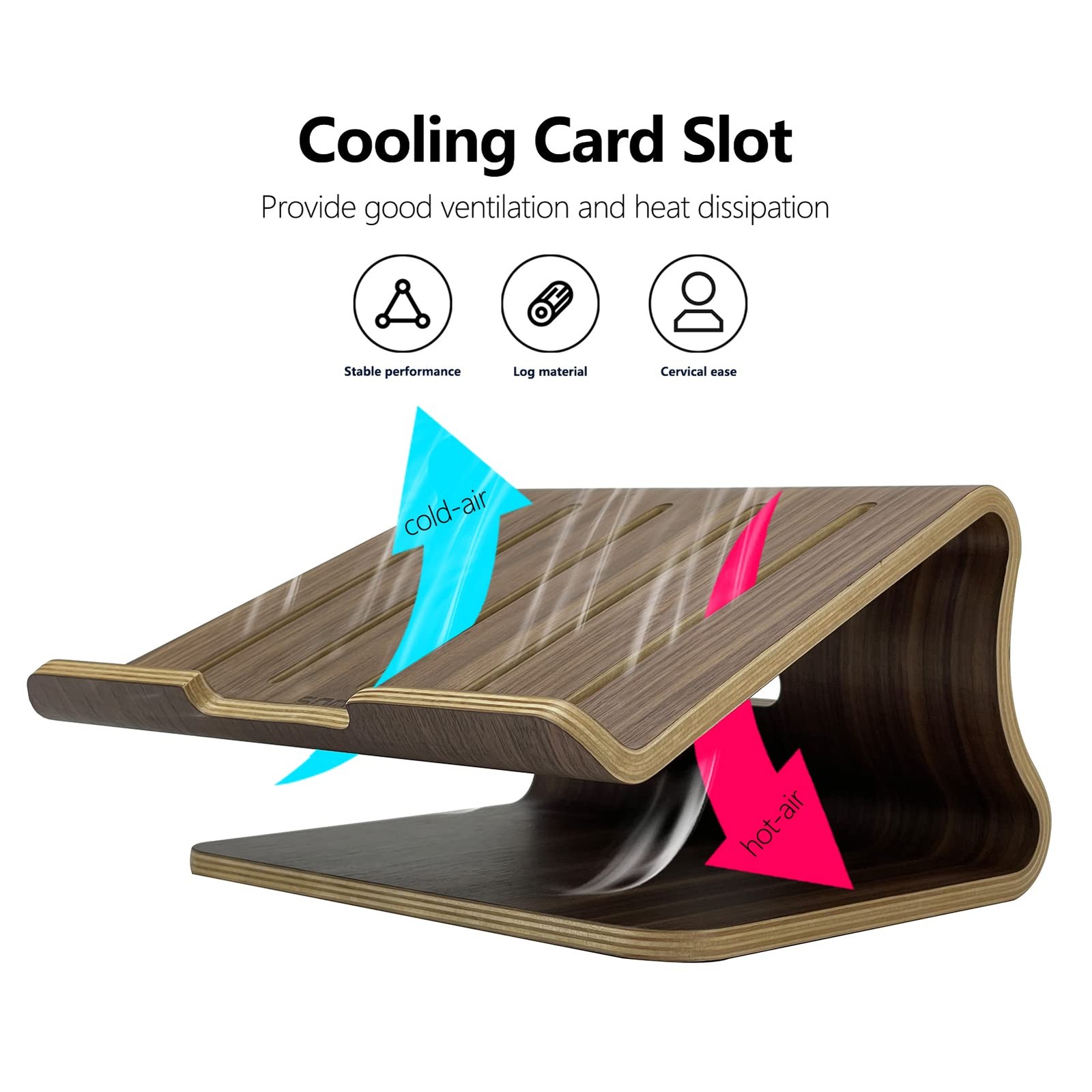 Wooden Laptop Stand,Laptop Holder 11 .02 L*7.9 W*5.7 H IN, Walnut-1001