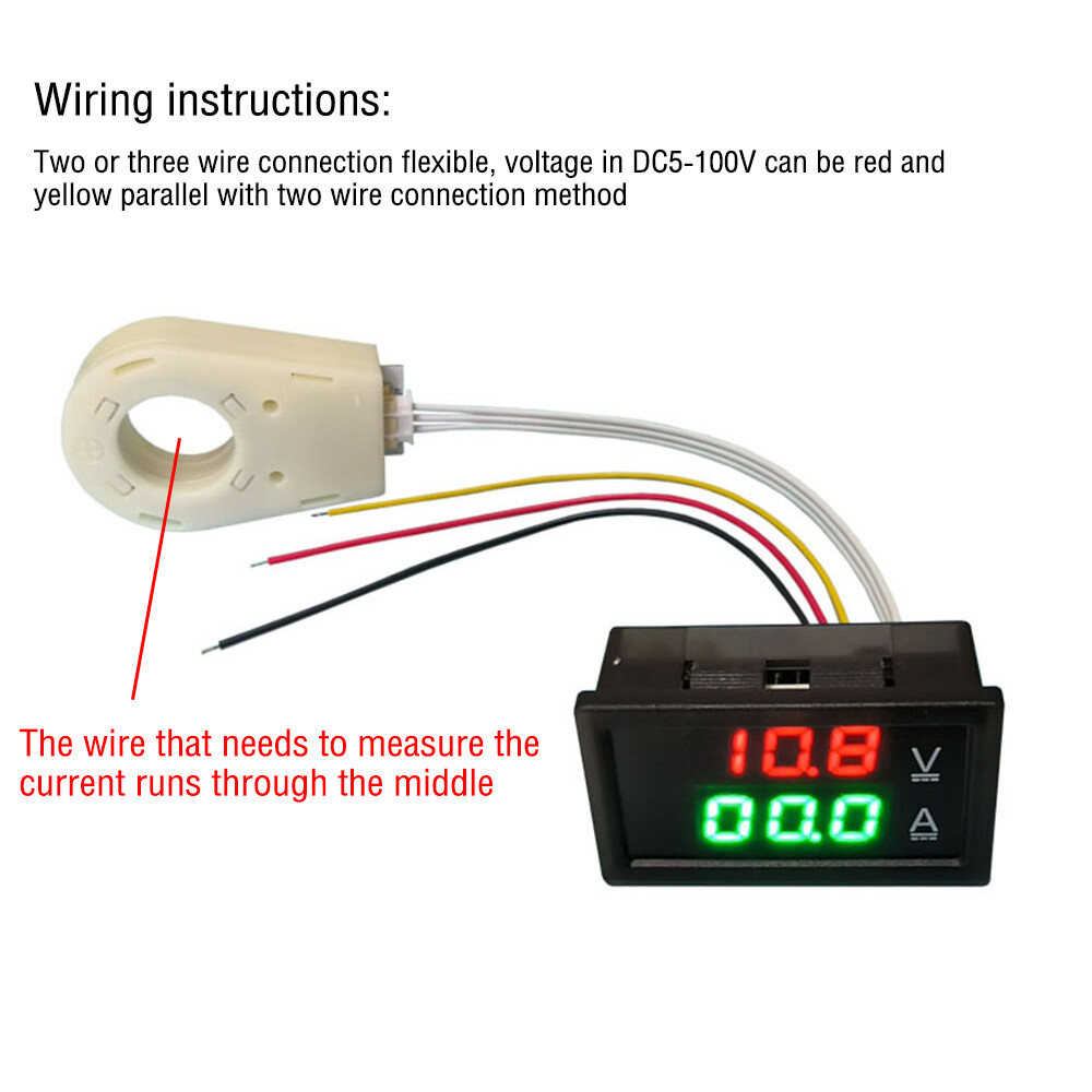 DC0-300V 50/100/200/400A Digital Current Voltage Meter Hall Ammeter Voltmeter