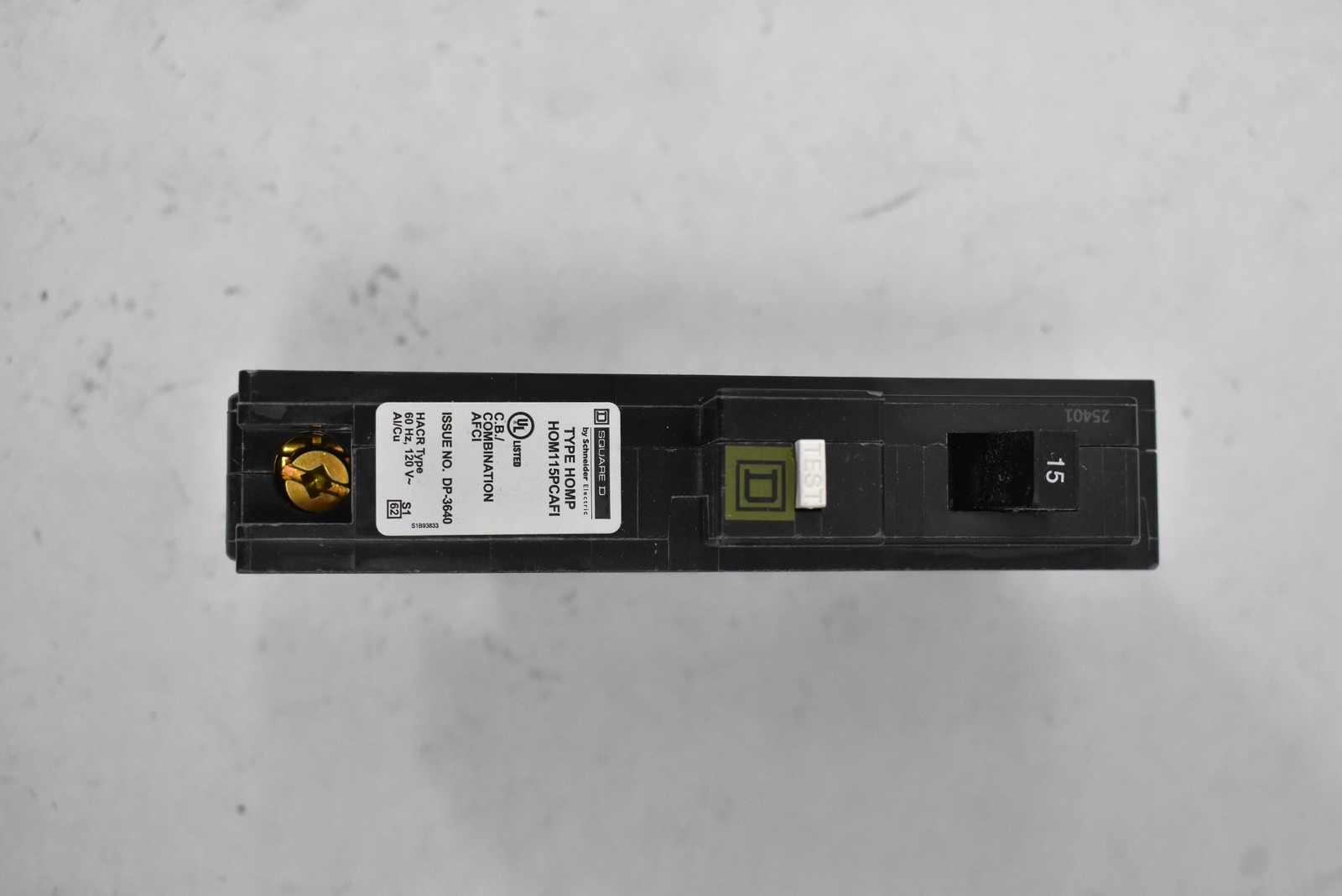 Square D HOM115PCAFI 15A 1-Pole Supplementary Protector Plug-On Neutral Black