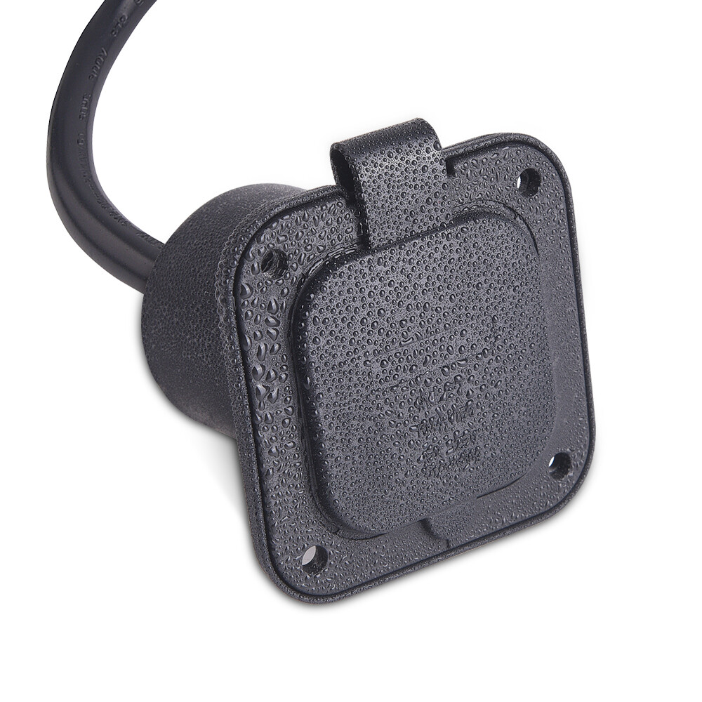 15 Amp 125V AC Power Inlet Port Plug with Integrated 18″ Extension Cord for Boat