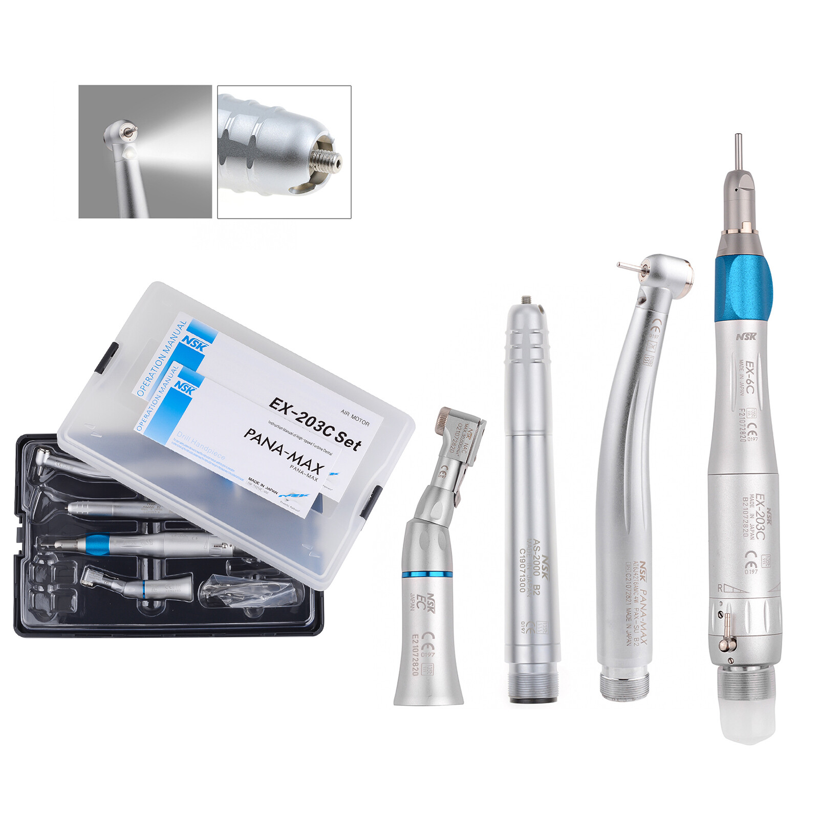 Dental PANA-Max LED High Speed Handpiece+Air Scaler+EX203C Low Speed 2H