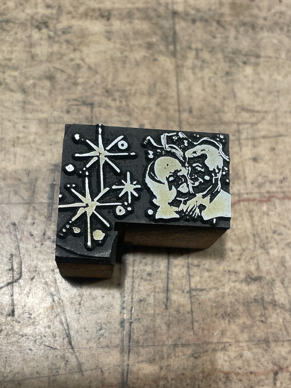 Printing Letterpress Printers Block Couple In Love / Sparks / Valentine (2230)