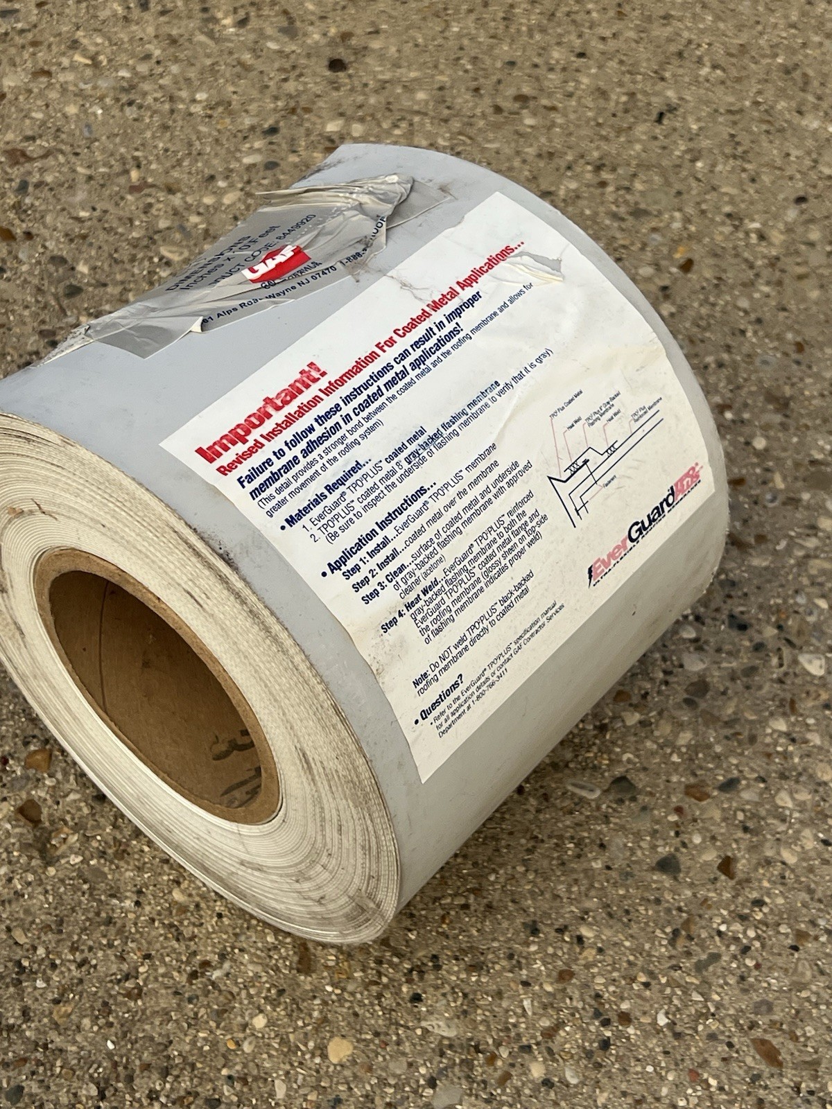 GAF EverGuard TPO Flashing Strip, 8 in x 100 ft. Roll 45 mil