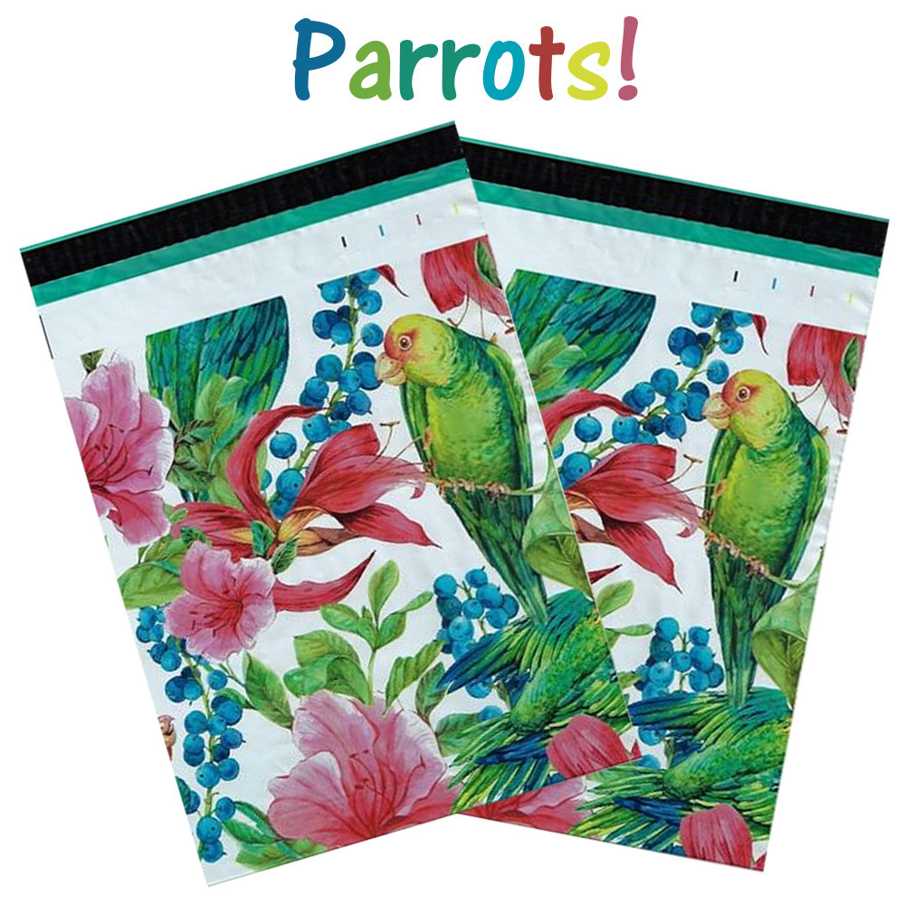 10×13″ Peacock and Parrots Combo Pack, Quality Bird Designer Mailer Shipping Bag